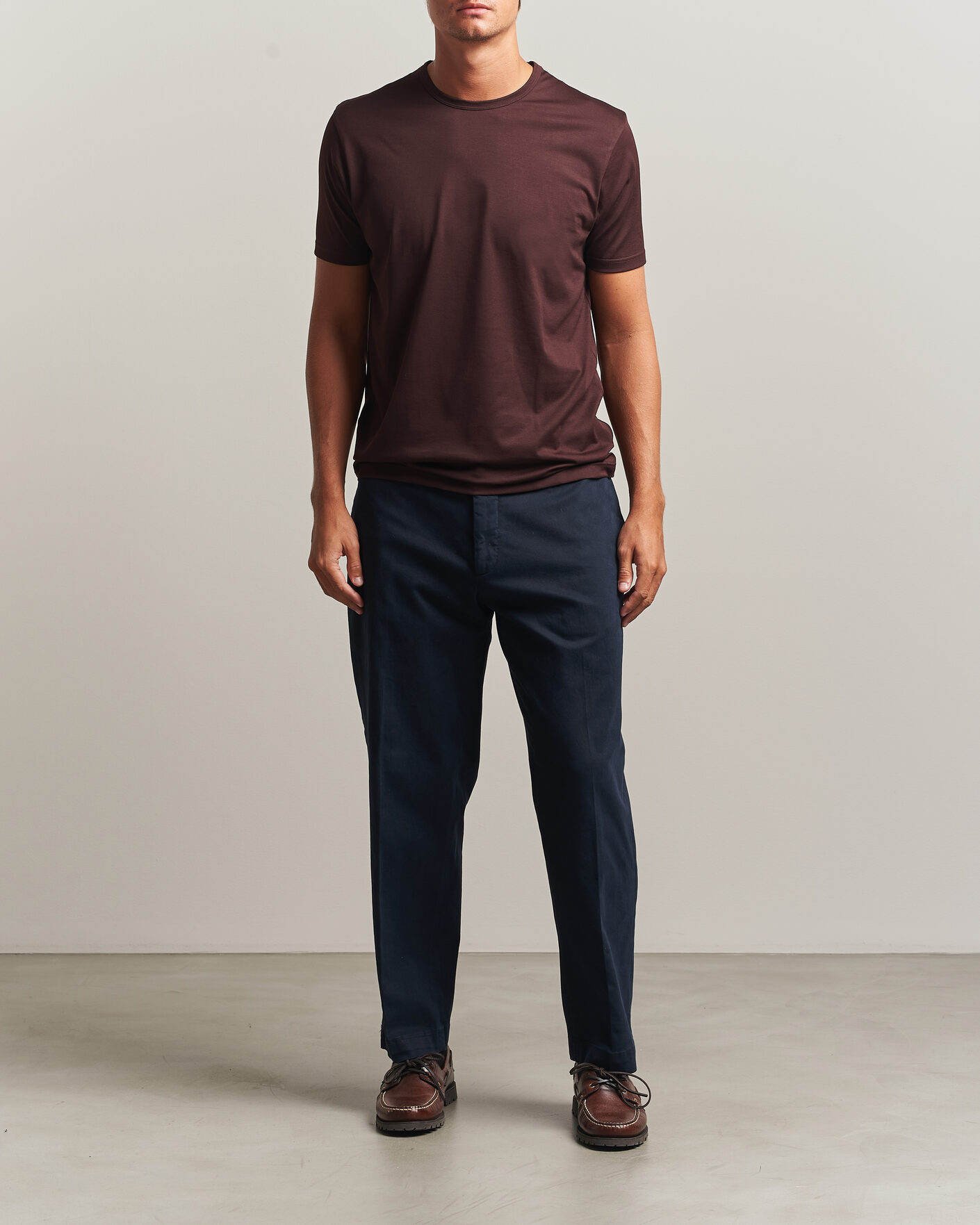 Uomini | T-shirt | Sunspel | Crew Neck Q82 Cotton T-Shirt Dark Brown