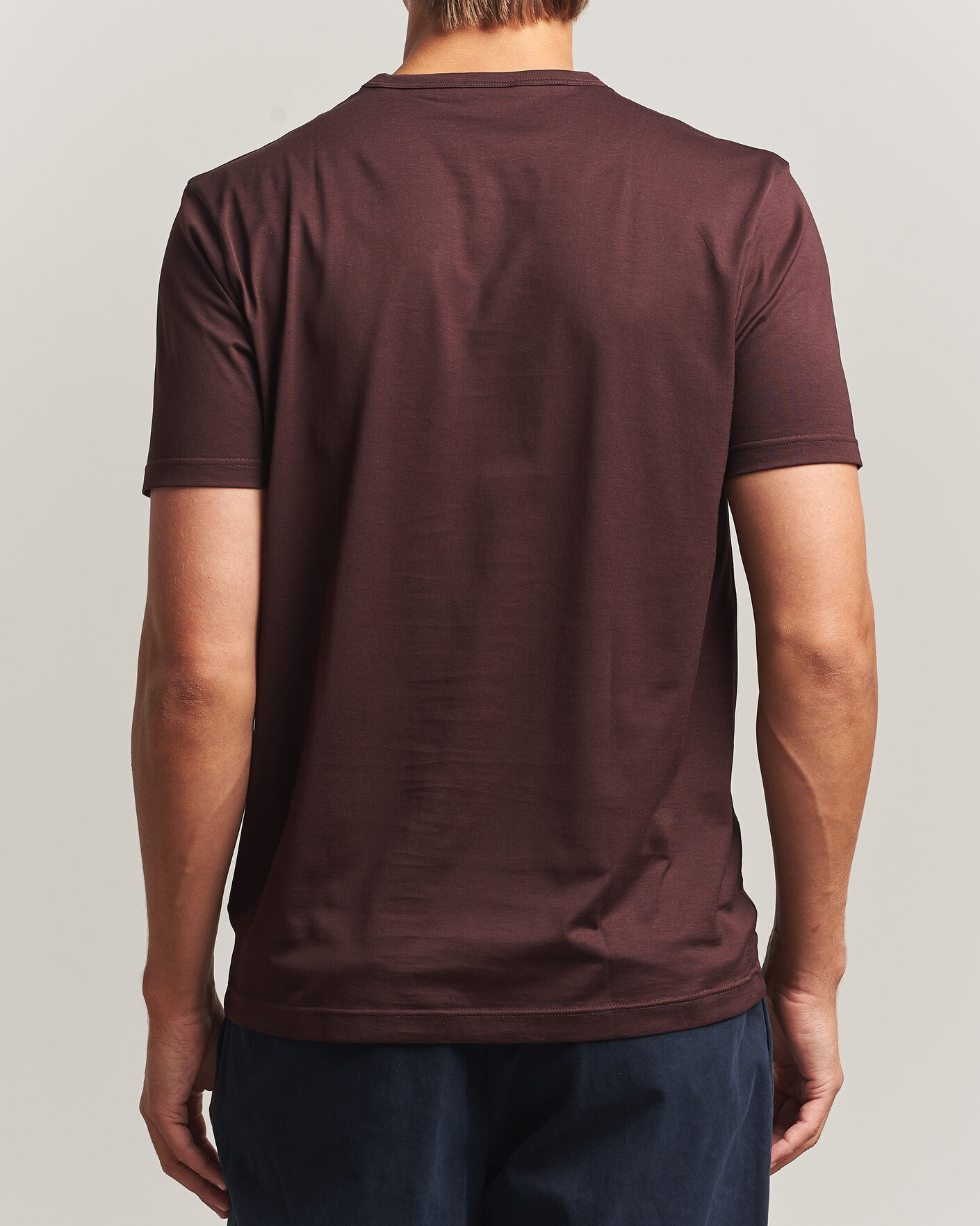 Uomini | T-shirt | Sunspel | Crew Neck Q82 Cotton T-Shirt Dark Brown