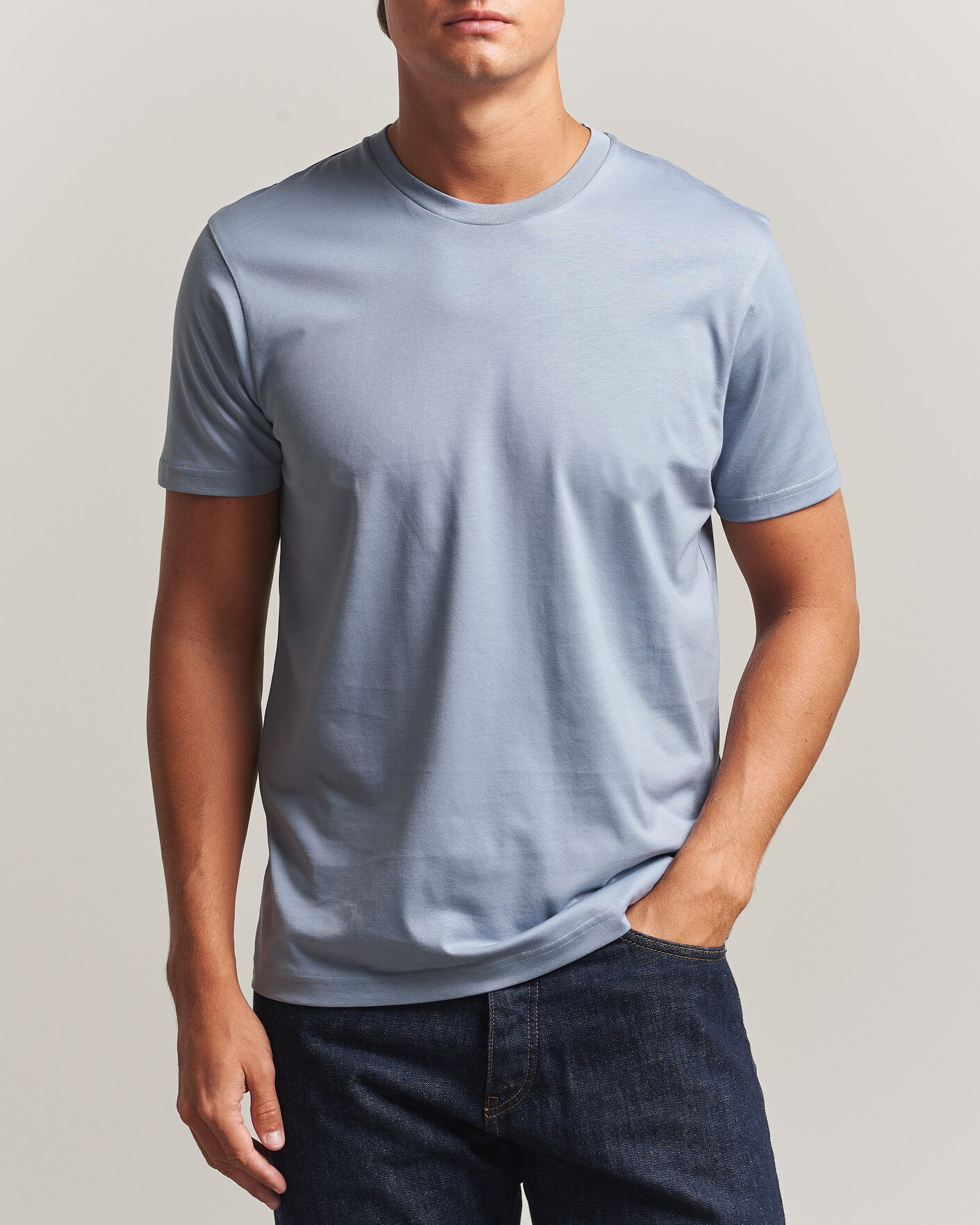 Uomini | T-shirt | Sunspel | Riviera Midweight T-Shirt Powder Blue