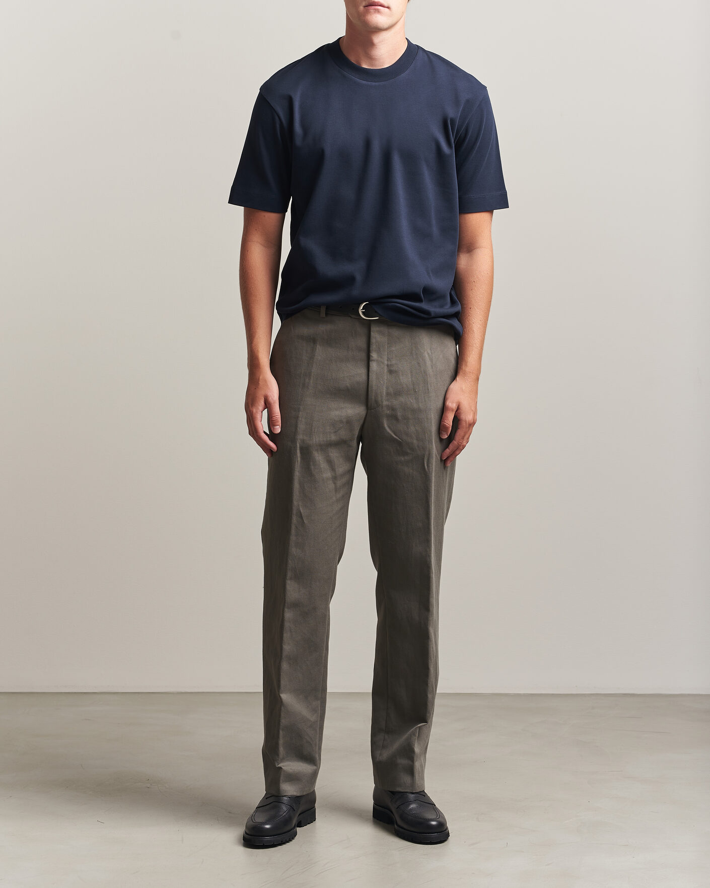 Uomini | T-shirt | Sunspel | Heavy Weight Supima Cotton T-Shirt Midnight Navy