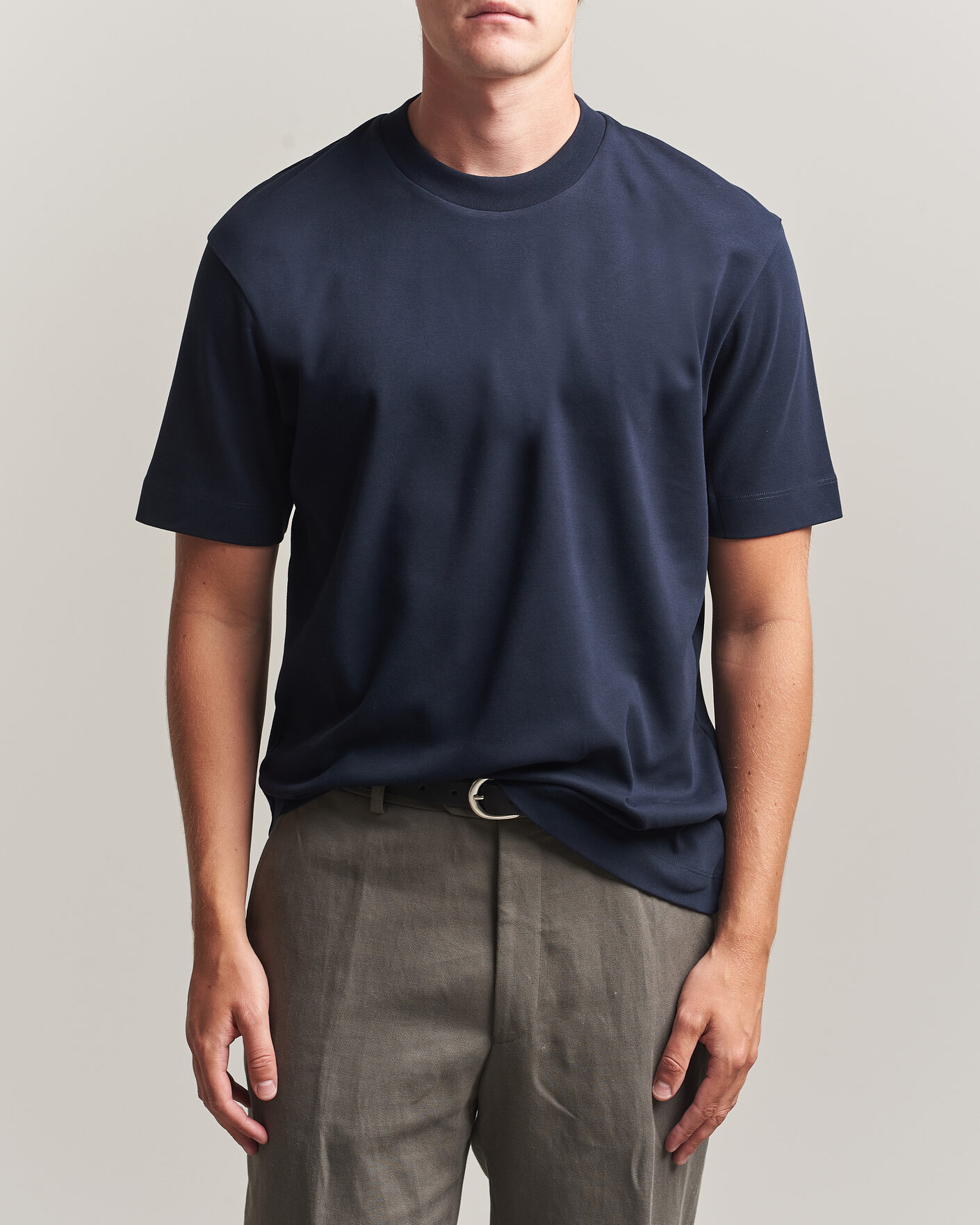 Uomini | T-shirt | Sunspel | Heavy Weight Supima Cotton T-Shirt Midnight Navy