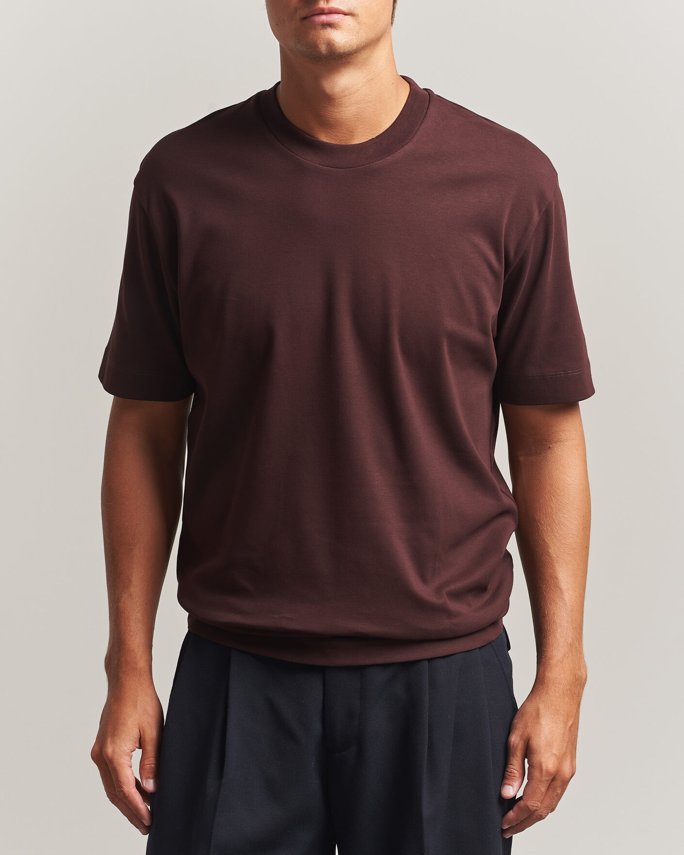 Uomini | T-shirt | Sunspel | Heavy Weight Supima Cotton T-Shirt Dark Brown