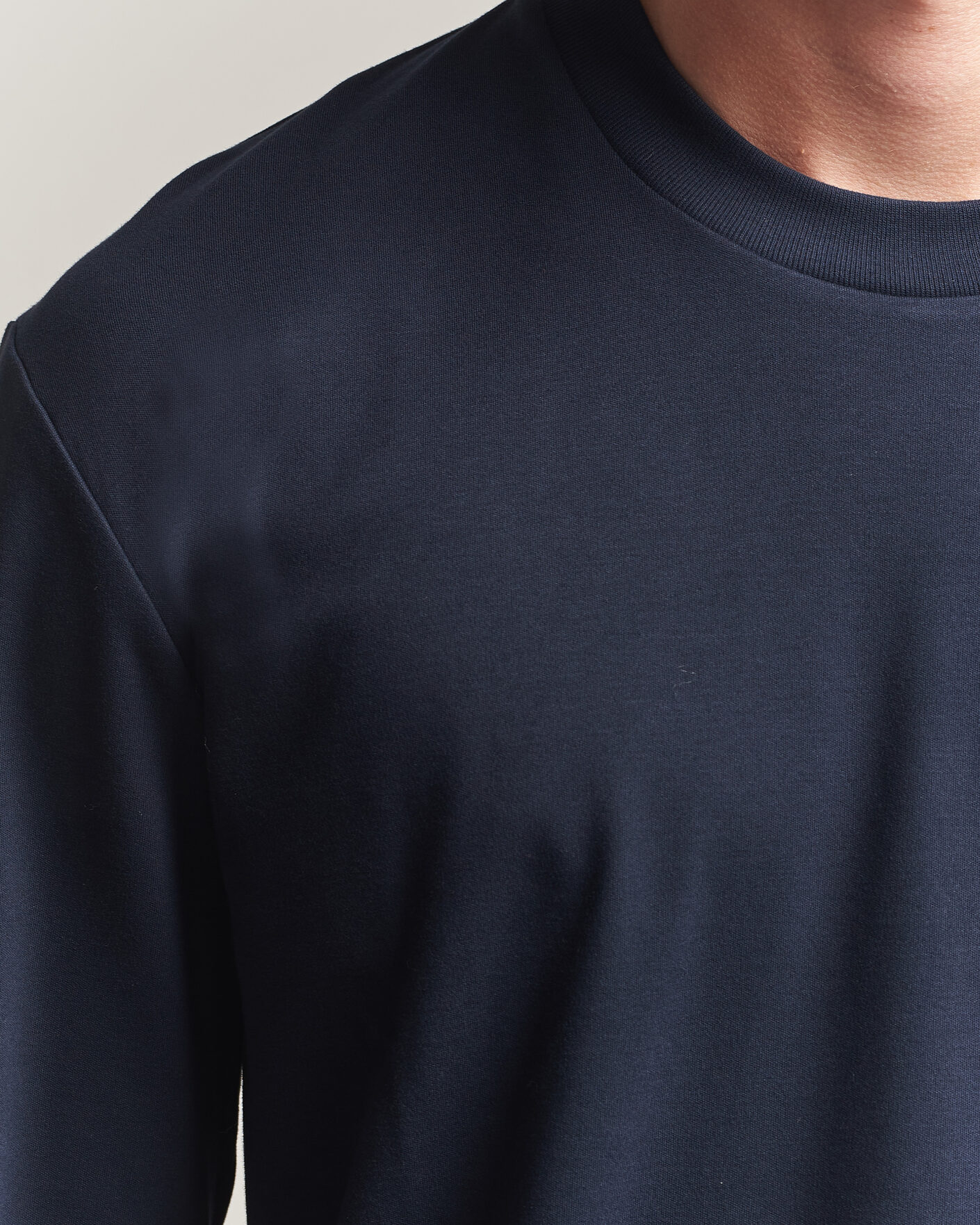 Uomini | T-shirt | Sunspel | Heavy Weight Supima Cotton Long Sleeve T-Shirt Navy