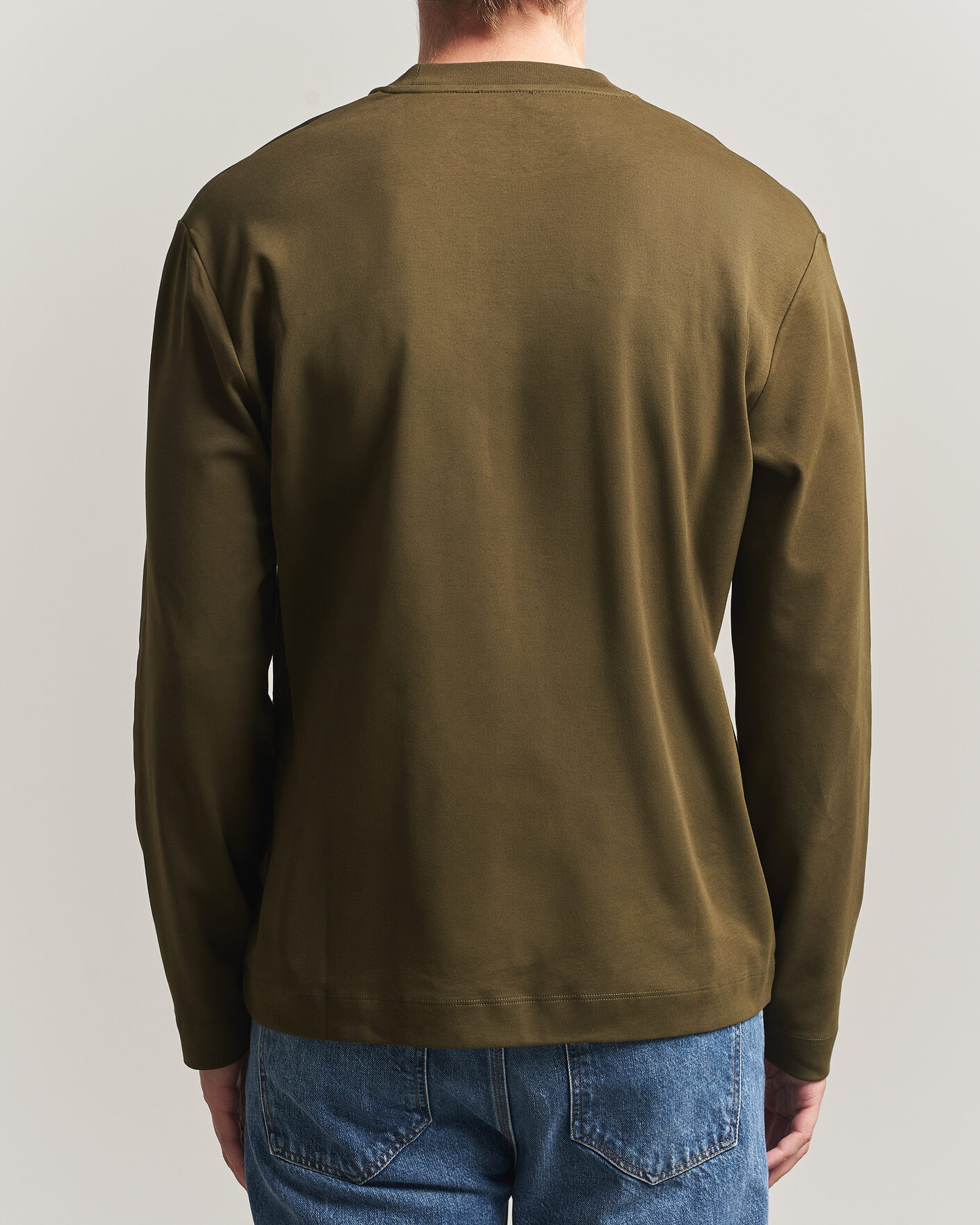 Uomini | T-shirt | Sunspel | Heavy Weight Supima Cotton Long Sleeve T-Shirt Green