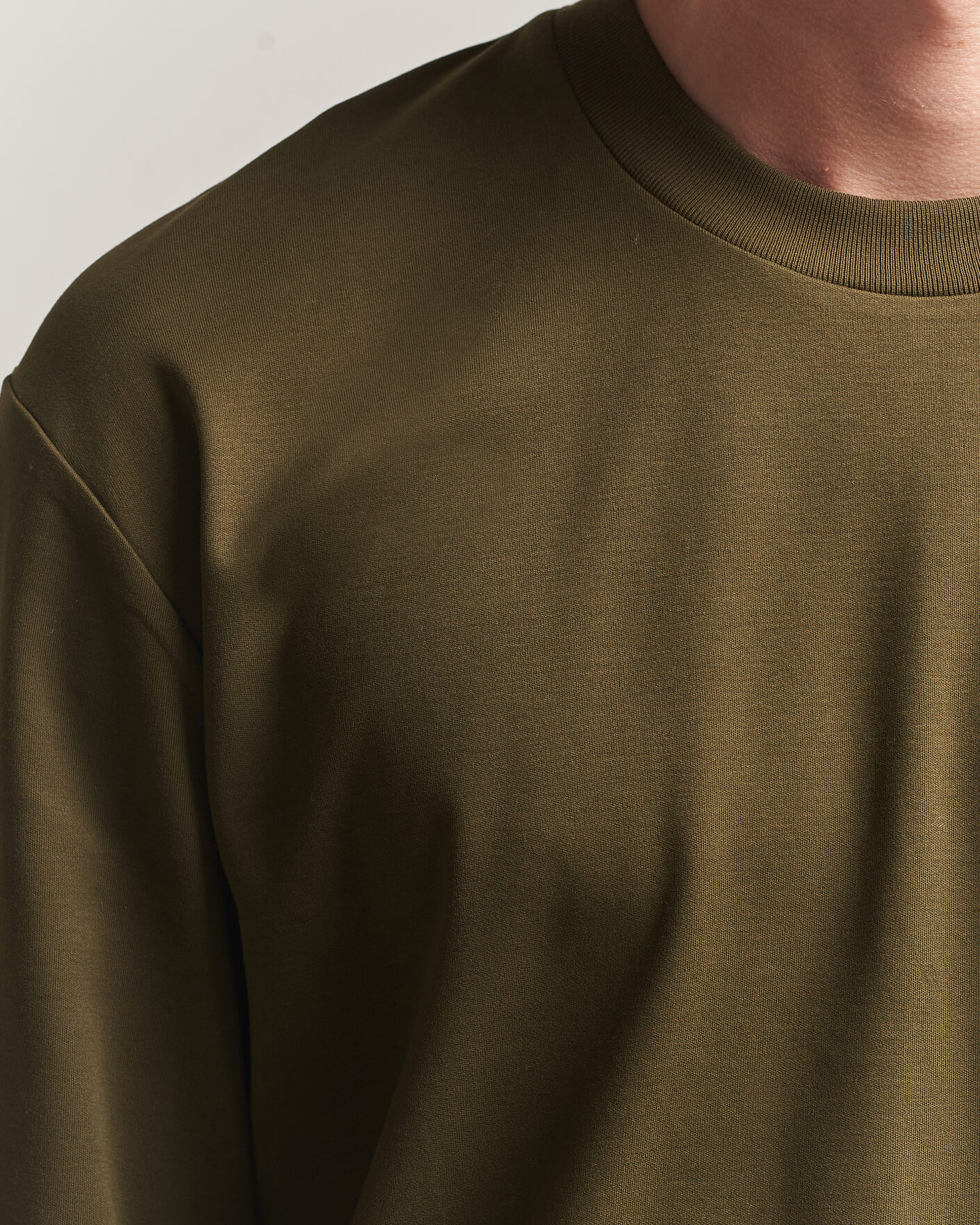 Uomini | T-shirt | Sunspel | Heavy Weight Supima Cotton Long Sleeve T-Shirt Green