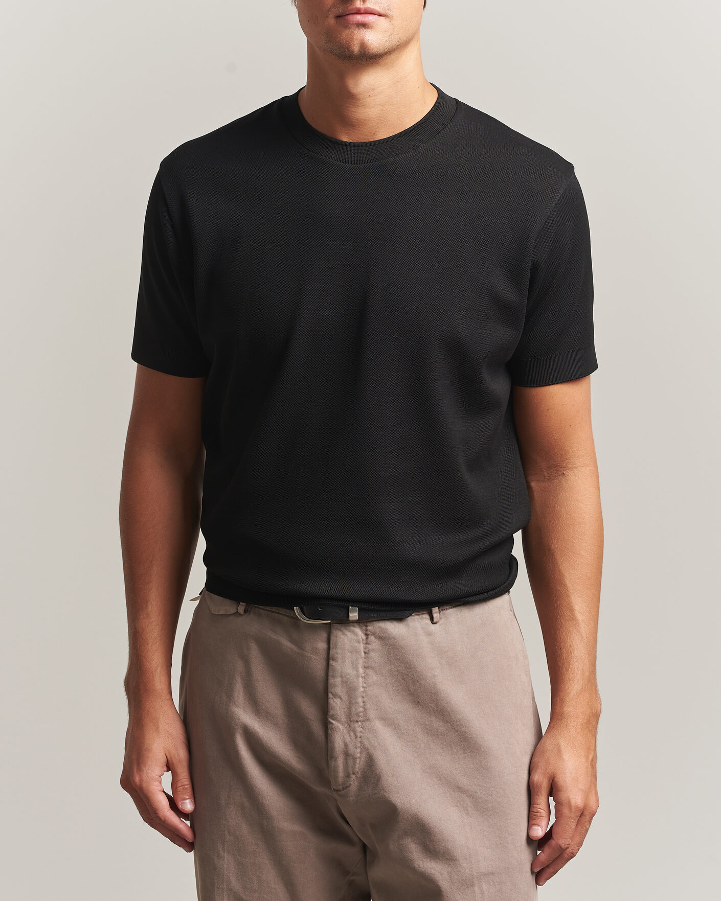 Uomini | T-shirt | Sunspel | Cotton Piquet T-Shirt Black