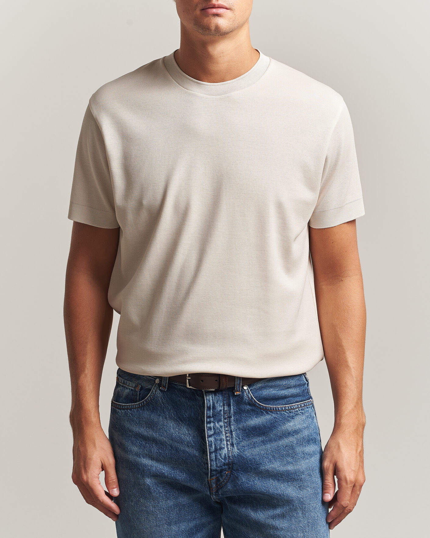 Uomini | T-shirt | Sunspel | Cotton Piquet T-Shirt Swansdown