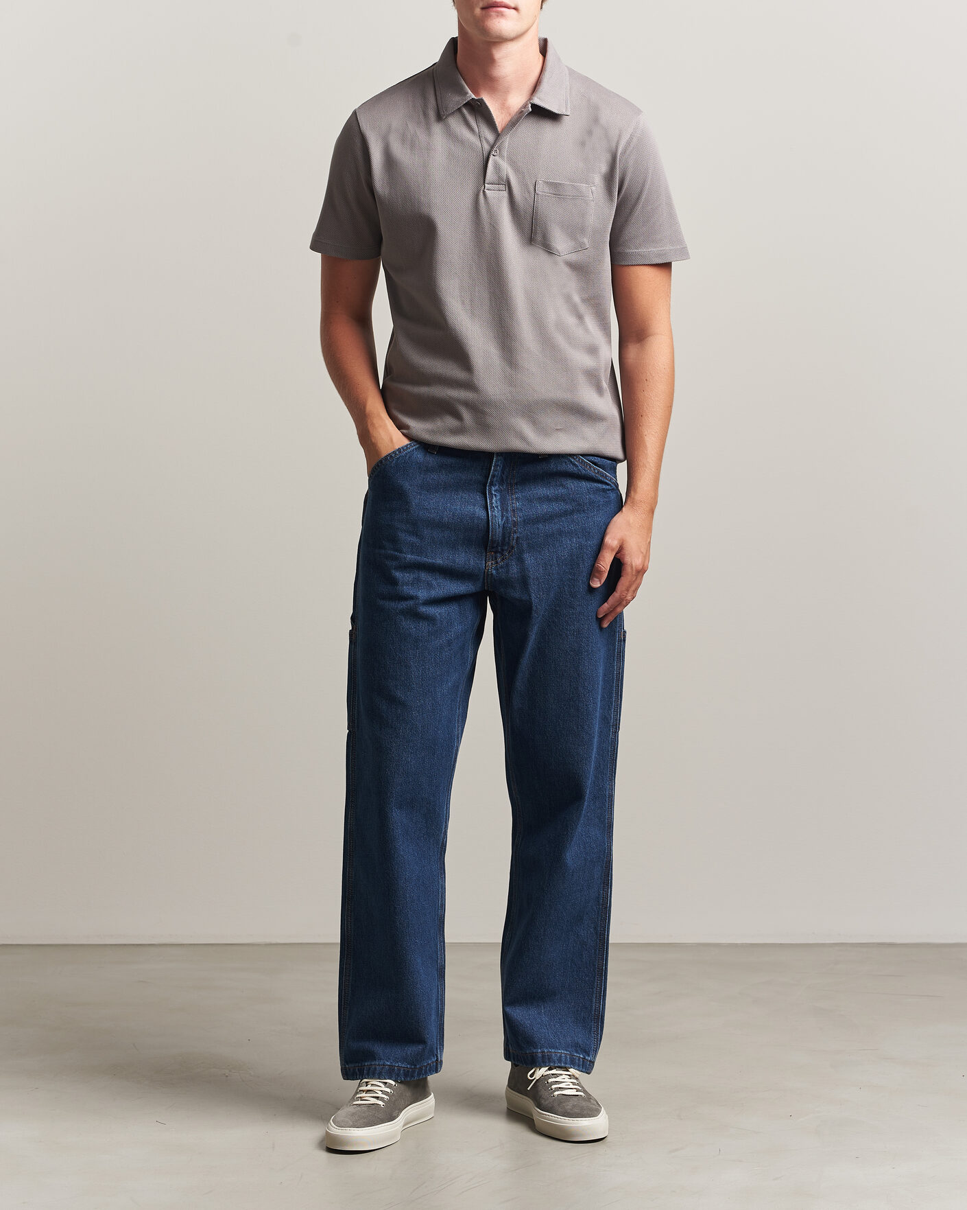 Uomini | Polo | Sunspel | Riviera Polo Shirt Smoke Grey