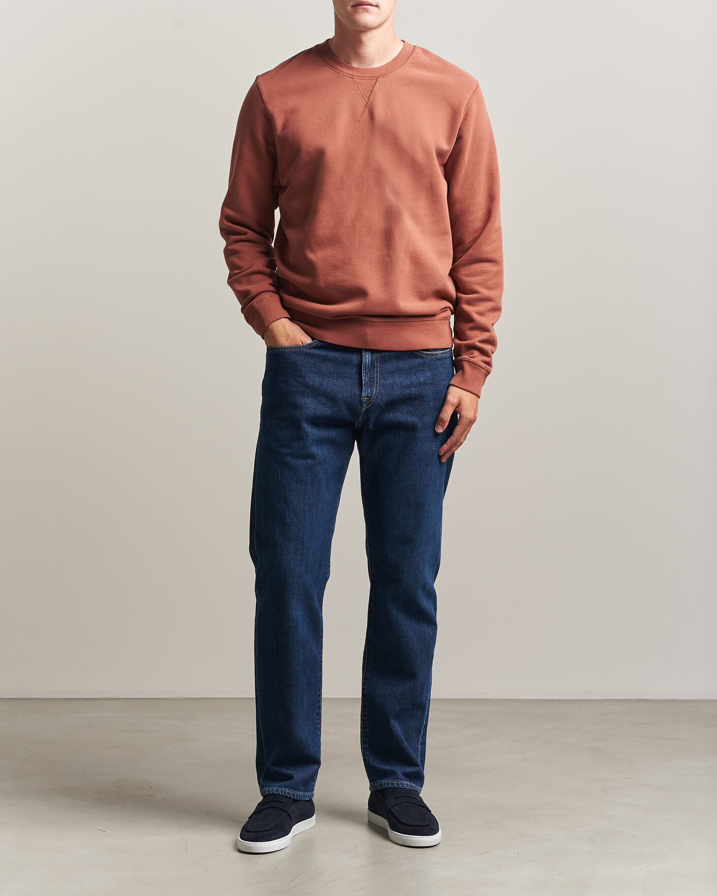 Uomini | Maglieria | Sunspel | Loopback Sweatshirt Dark Tabacco