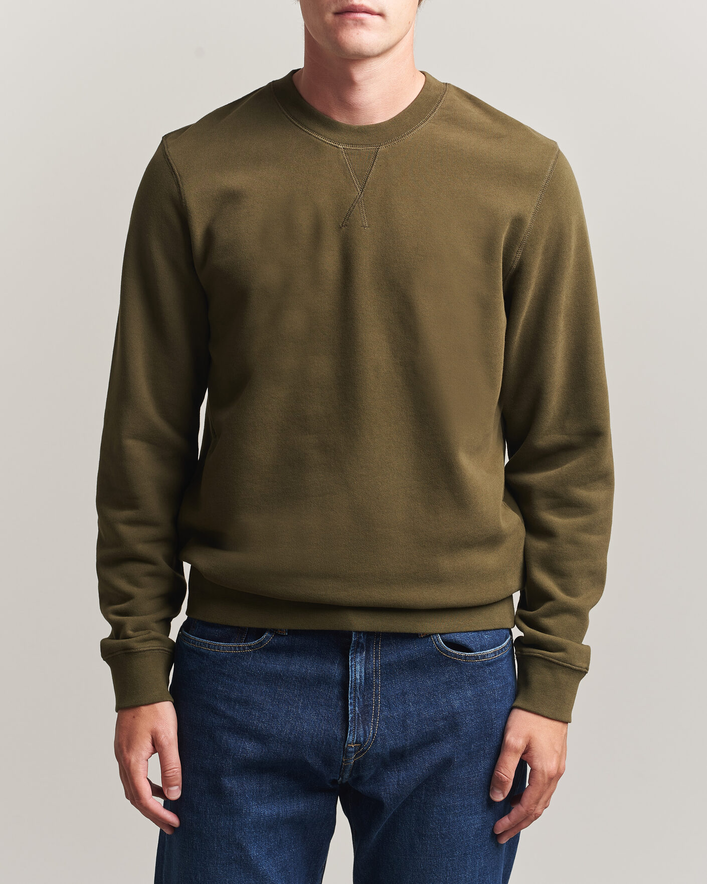 Uomini | Maglieria | Sunspel | Loopback Sweatshirt Loden Green
