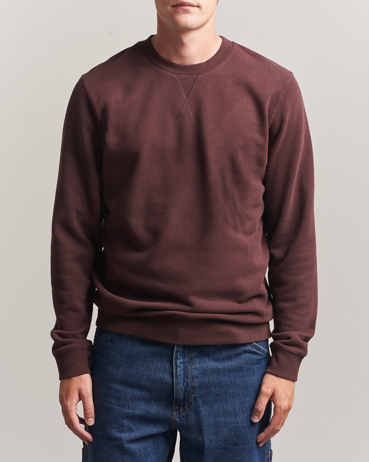 Uomini | Maglieria | Sunspel | Loopback Sweatshirt Dark Brown