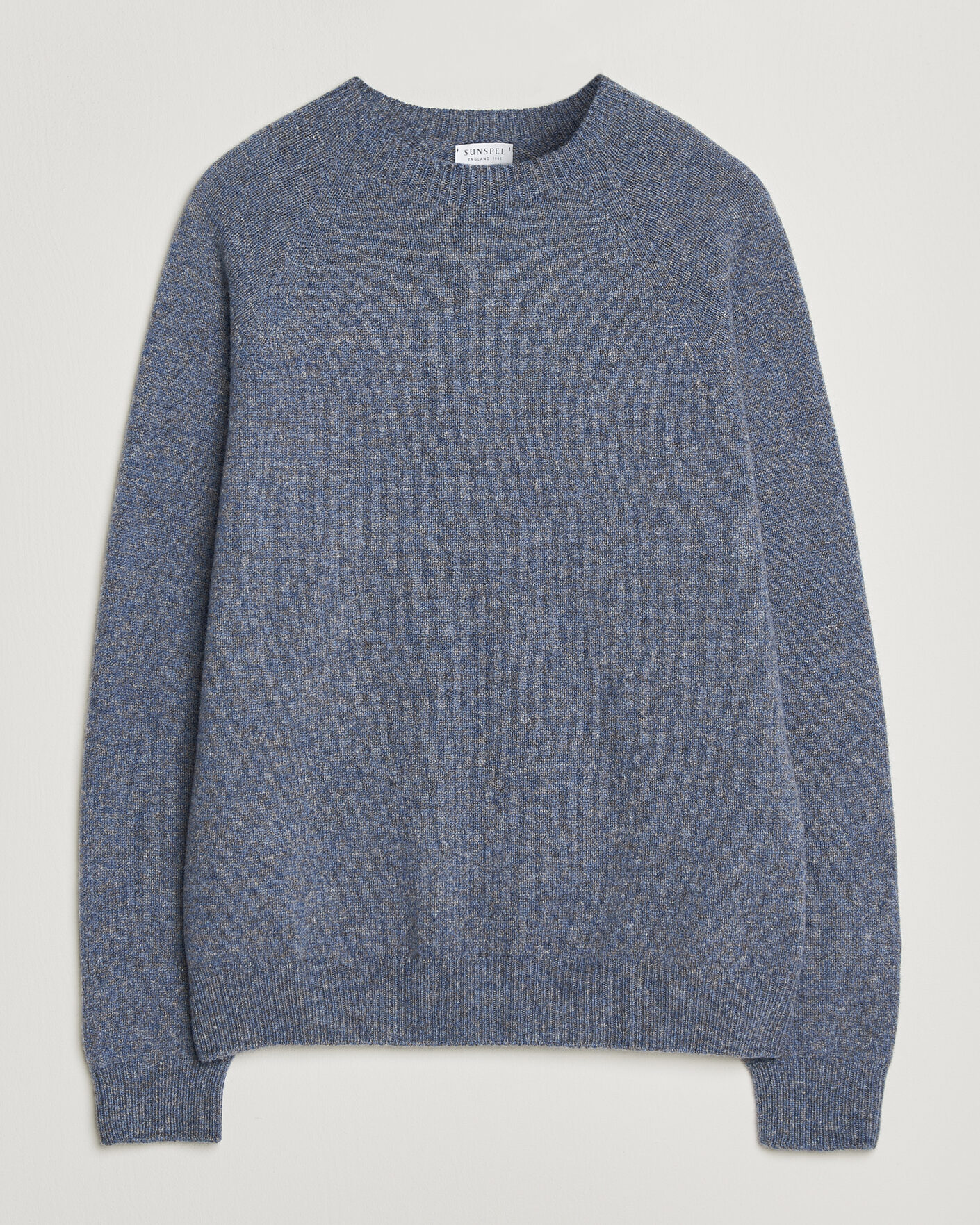 Uomini | Maglieria | Sunspel | Lambswool Crew Neck Denim Twist