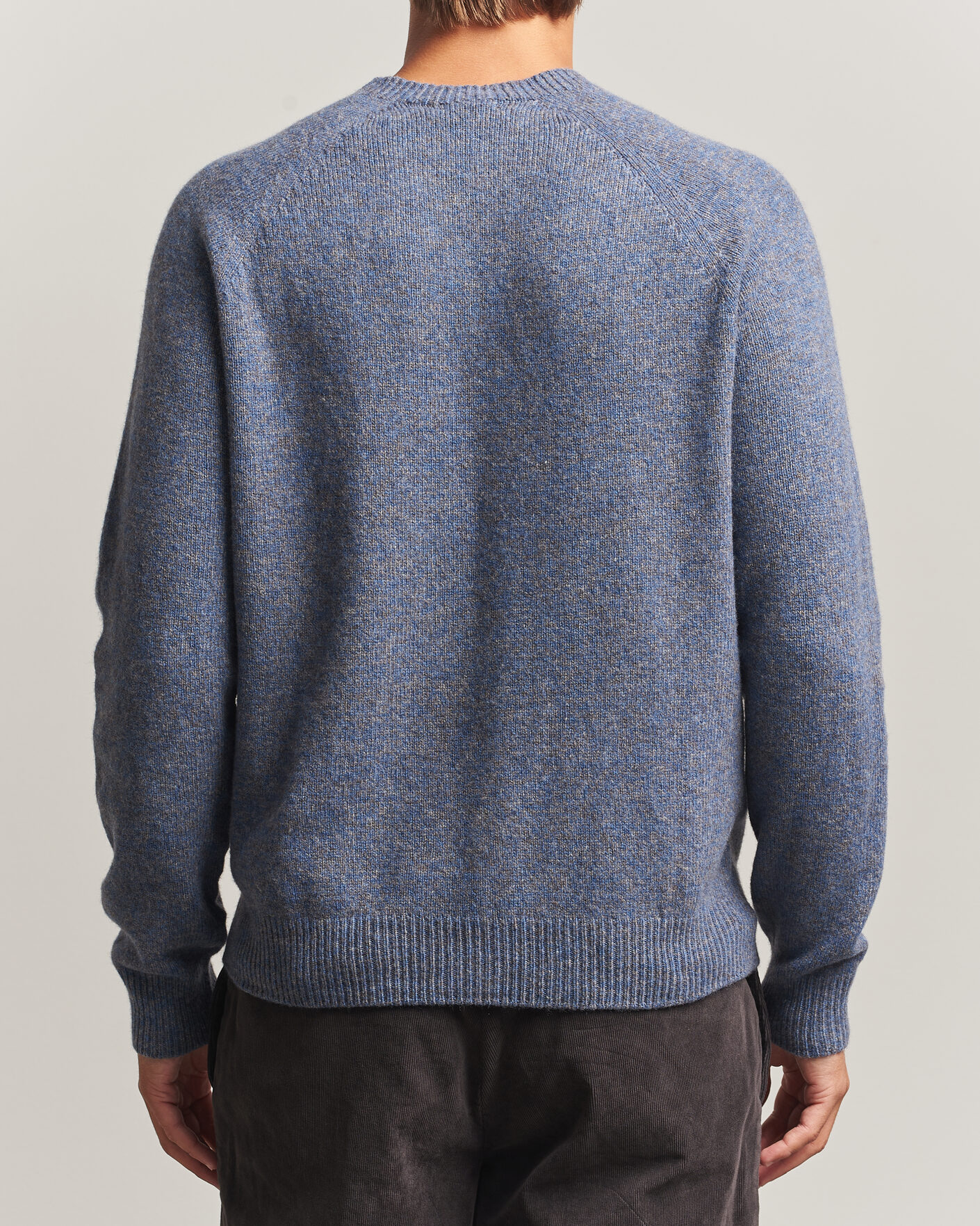 Uomini | Maglieria | Sunspel | Lambswool Crew Neck Denim Twist
