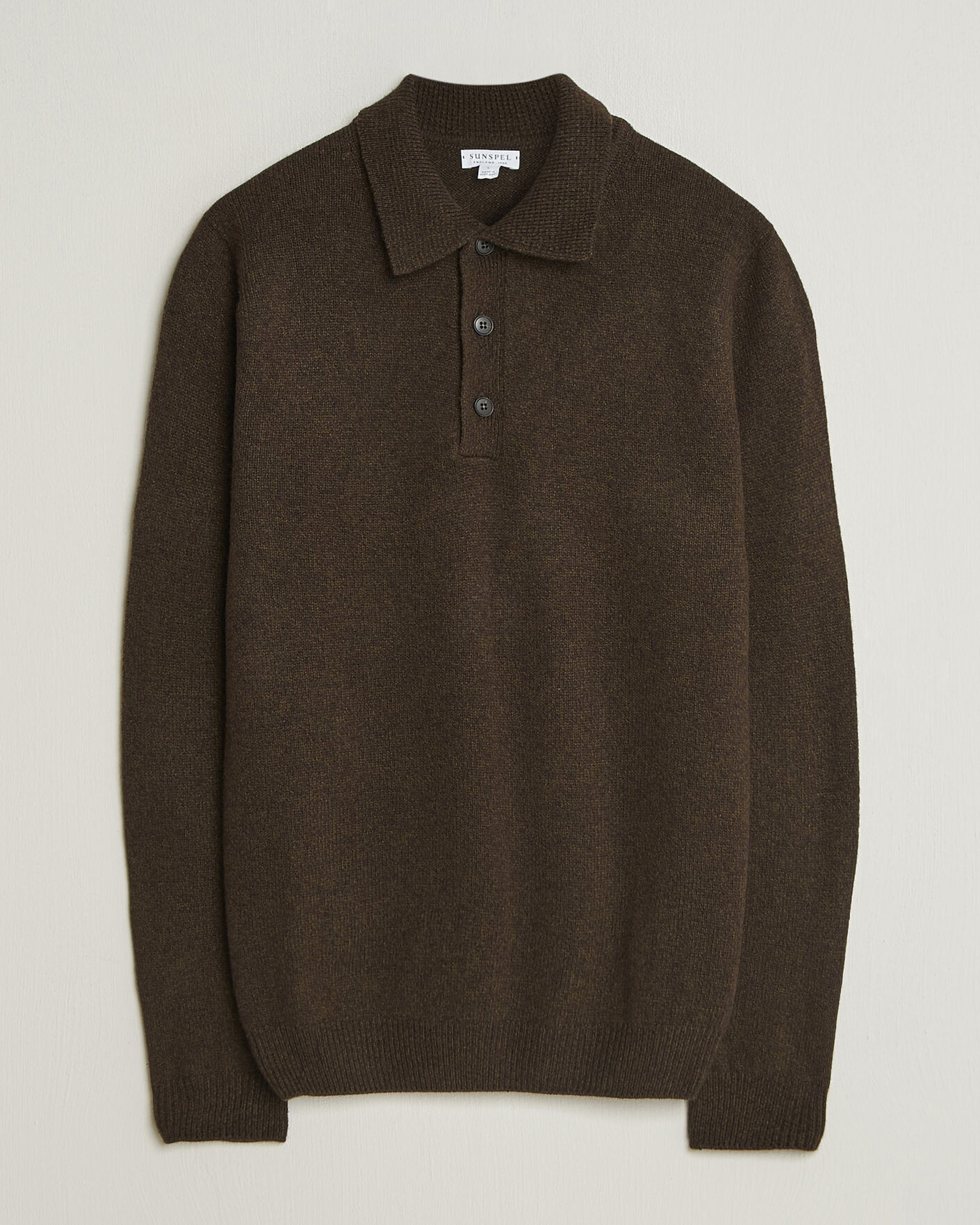 Uomini | Maglieria | Sunspel | Lambswool Poloshirt Loden Twist