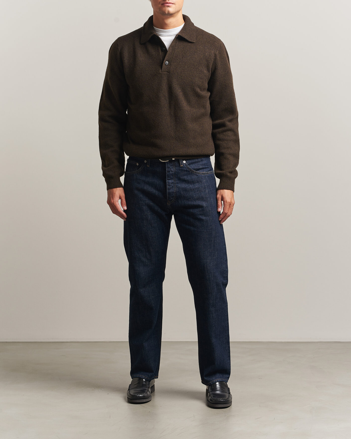 Uomini | Maglieria | Sunspel | Lambswool Poloshirt Loden Twist