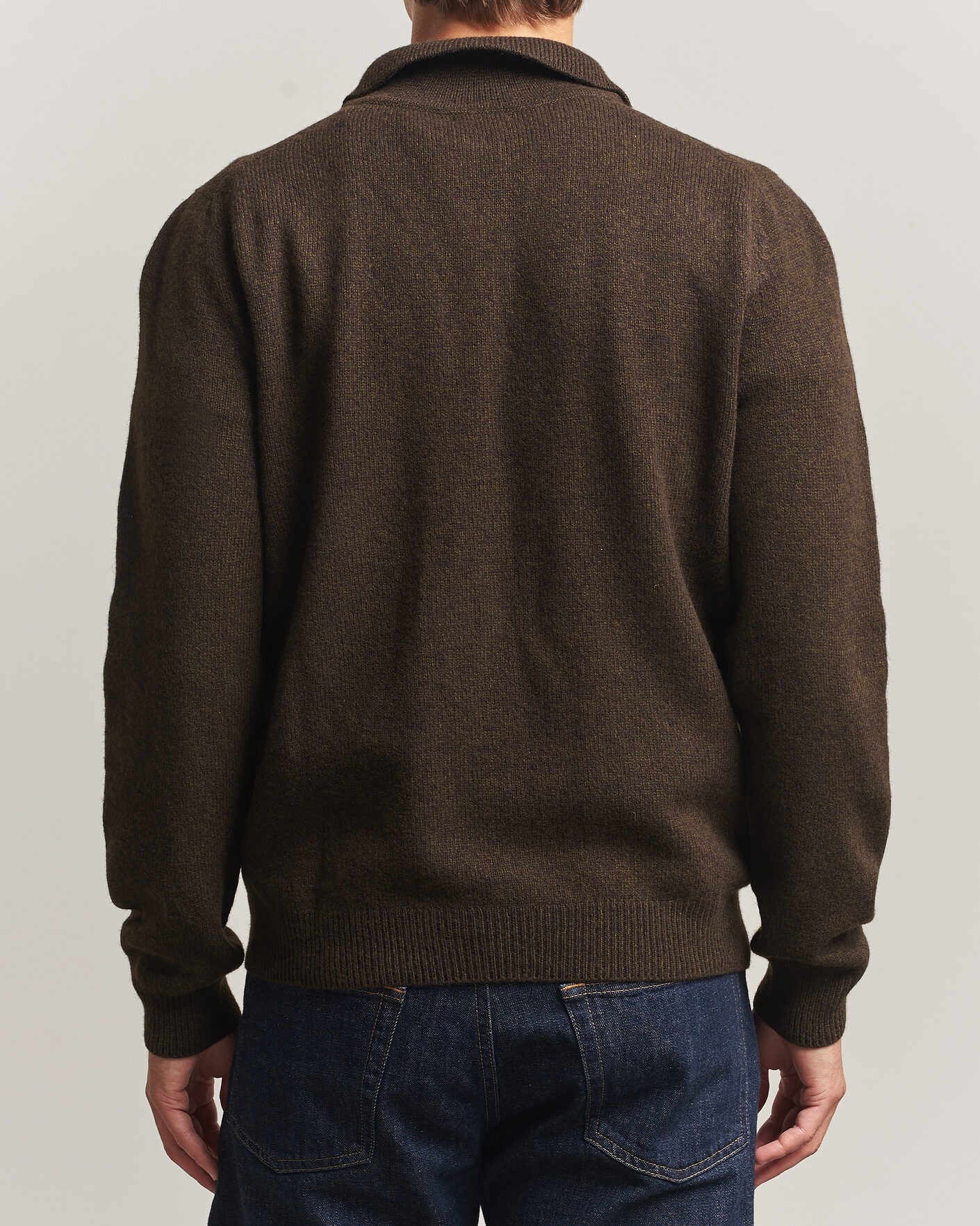 Uomini | Maglieria | Sunspel | Lambswool Poloshirt Loden Twist
