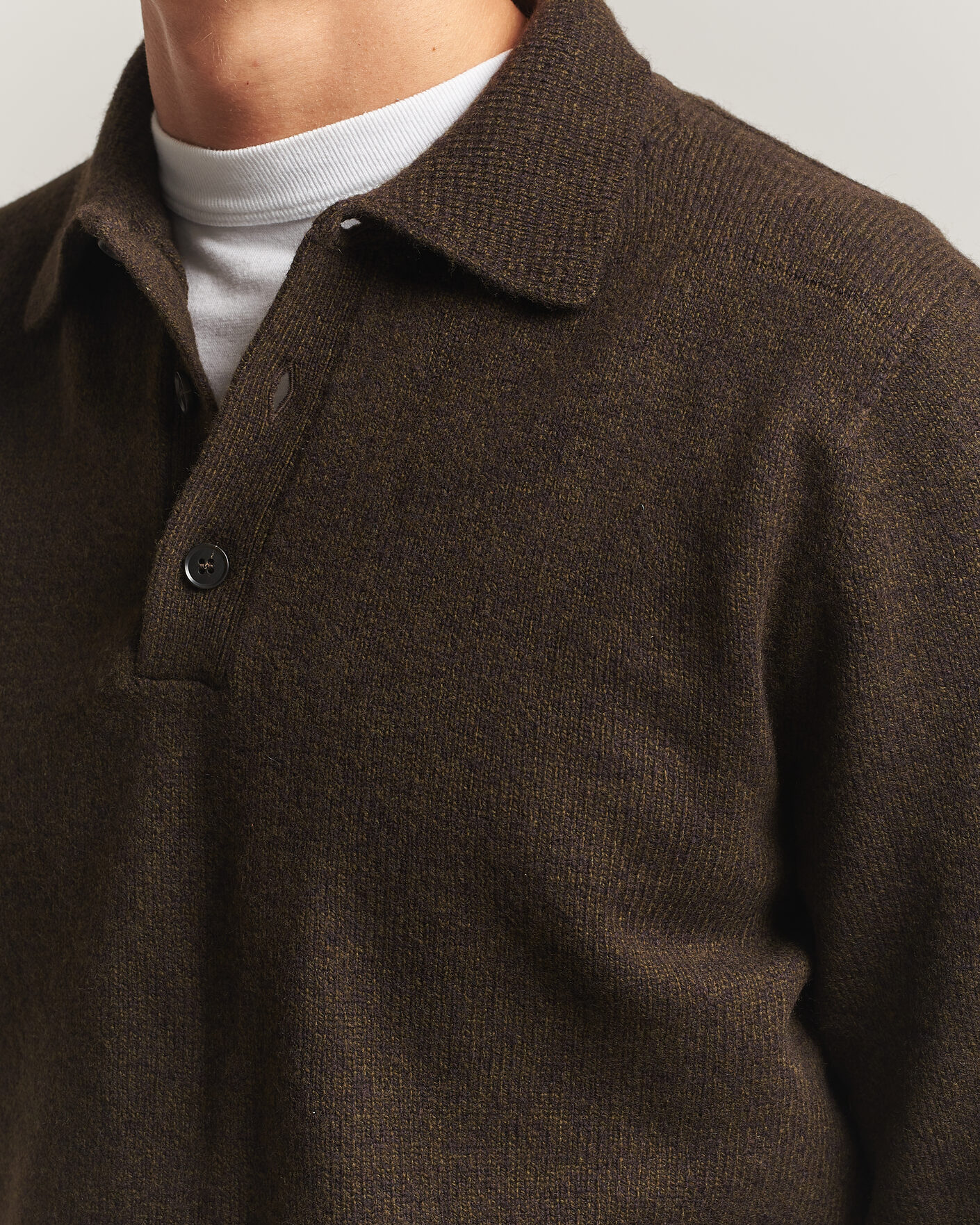 Uomini | Maglieria | Sunspel | Lambswool Poloshirt Loden Twist