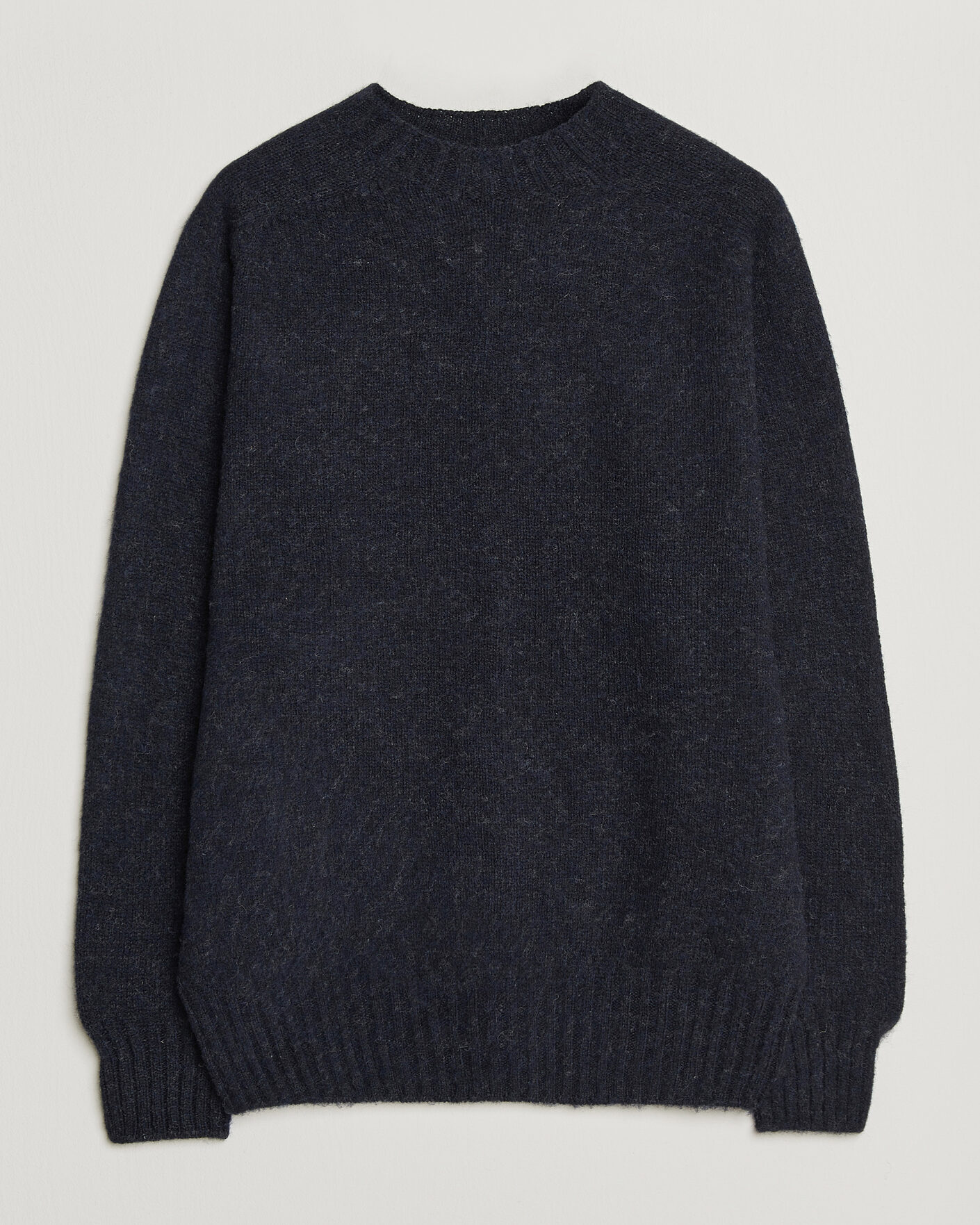 Uomini | Maglieria | Sunspel | Brushed Shetland Crew Neck Dark Navy