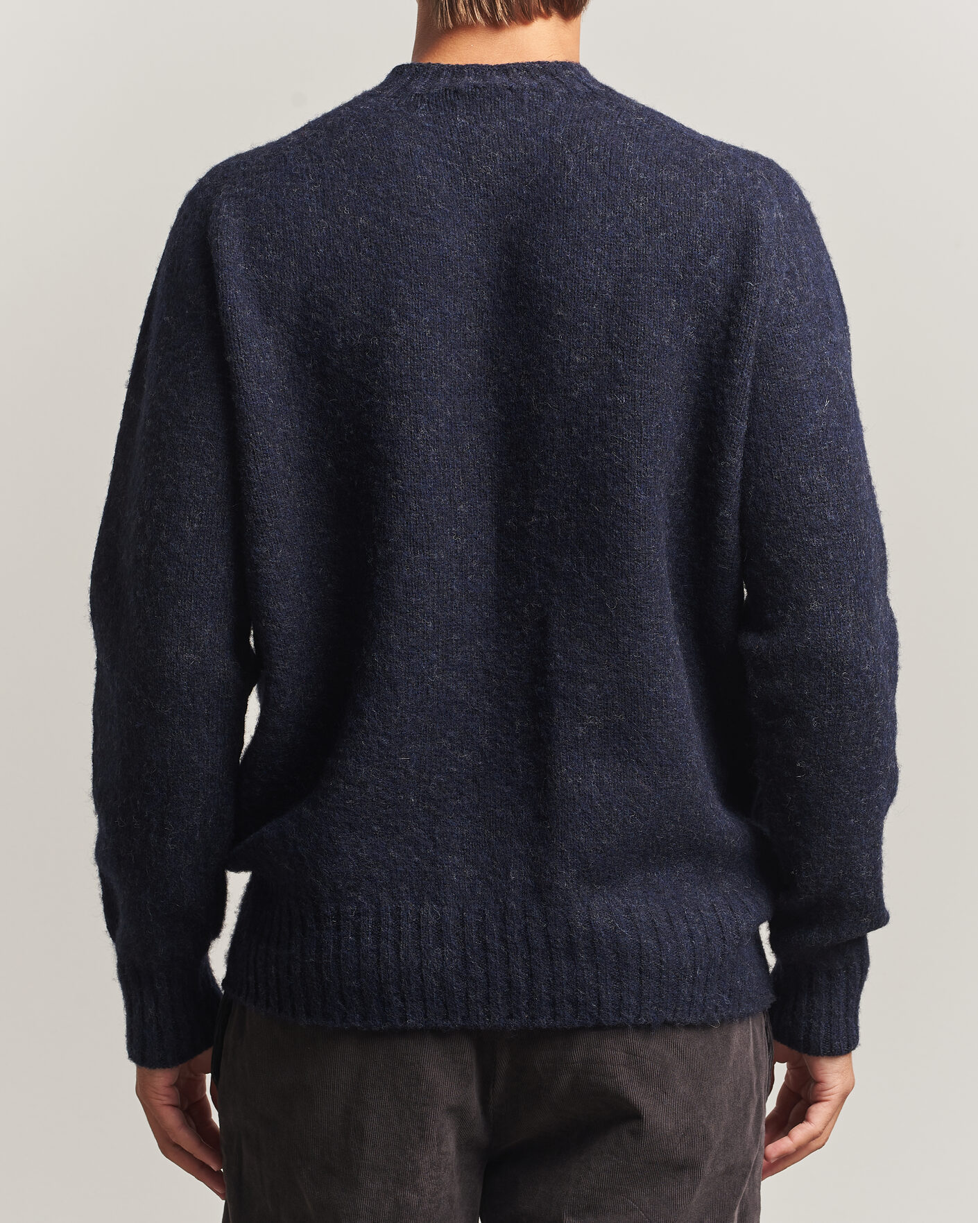Uomini | Maglieria | Sunspel | Brushed Shetland Crew Neck Dark Navy