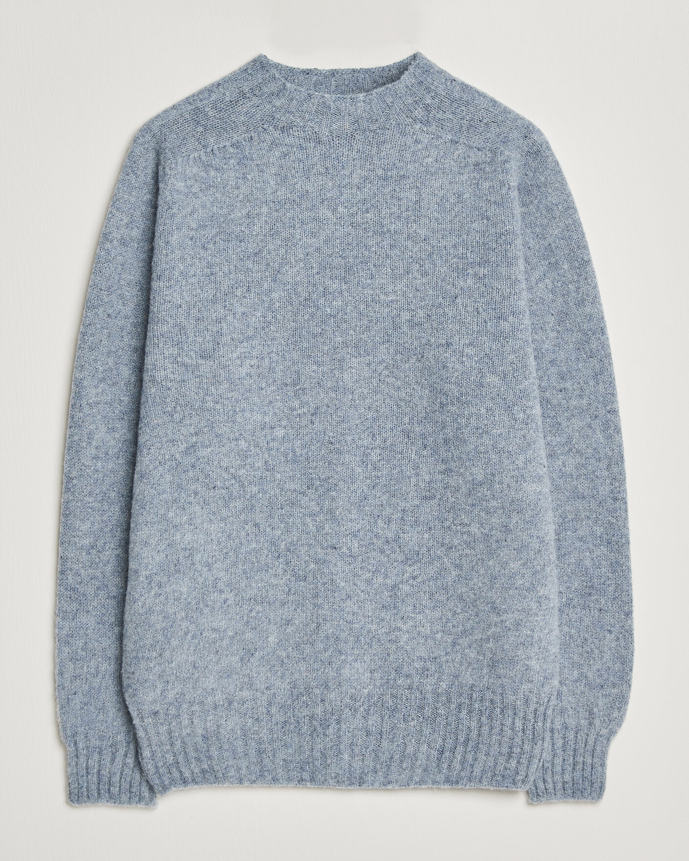 Uomini | Maglieria | Sunspel | Brushed Shetland Crew Neck Powder Blue