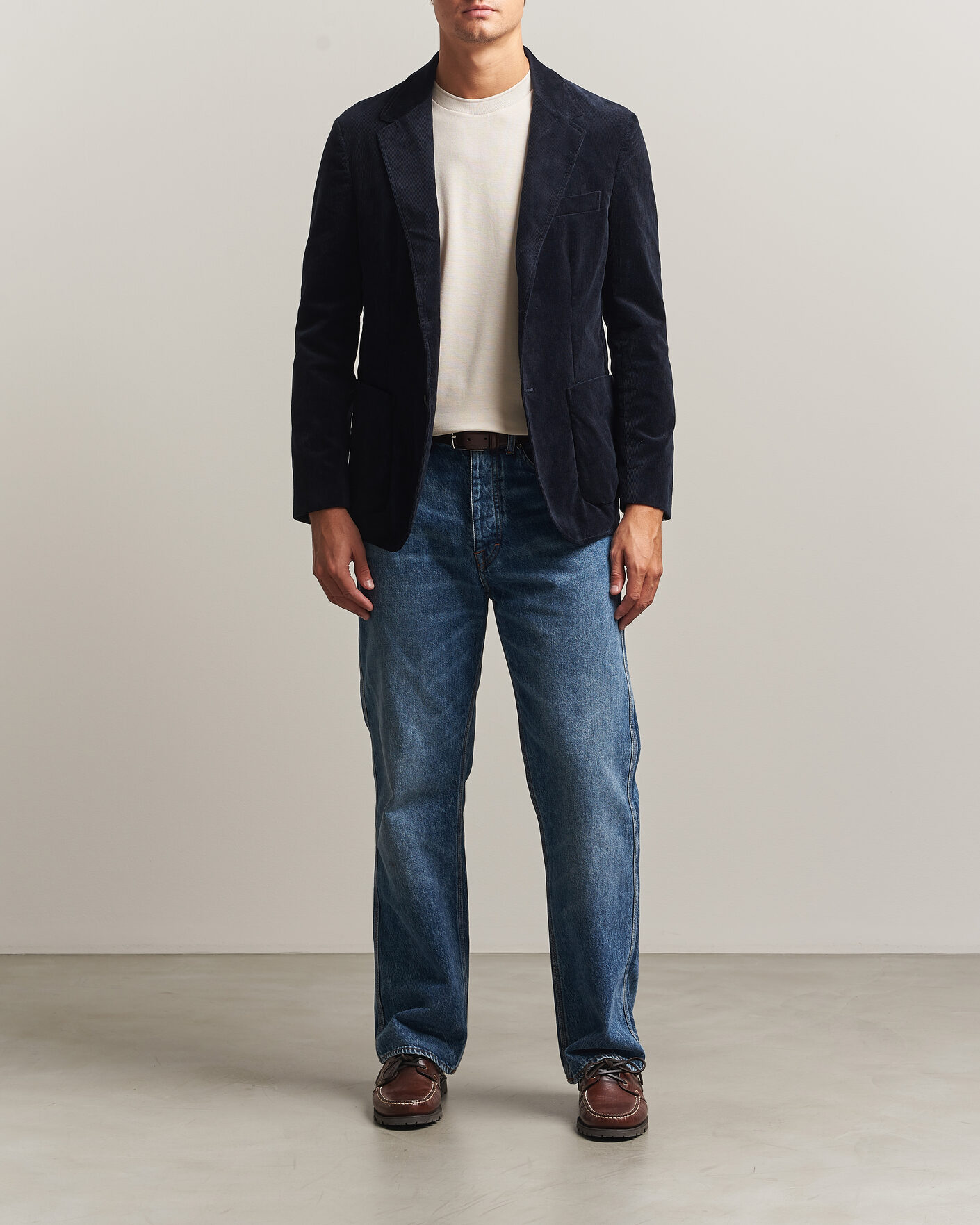 Uomini | Blazers | Sunspel | Relaxed Corduroy Blazer Navy