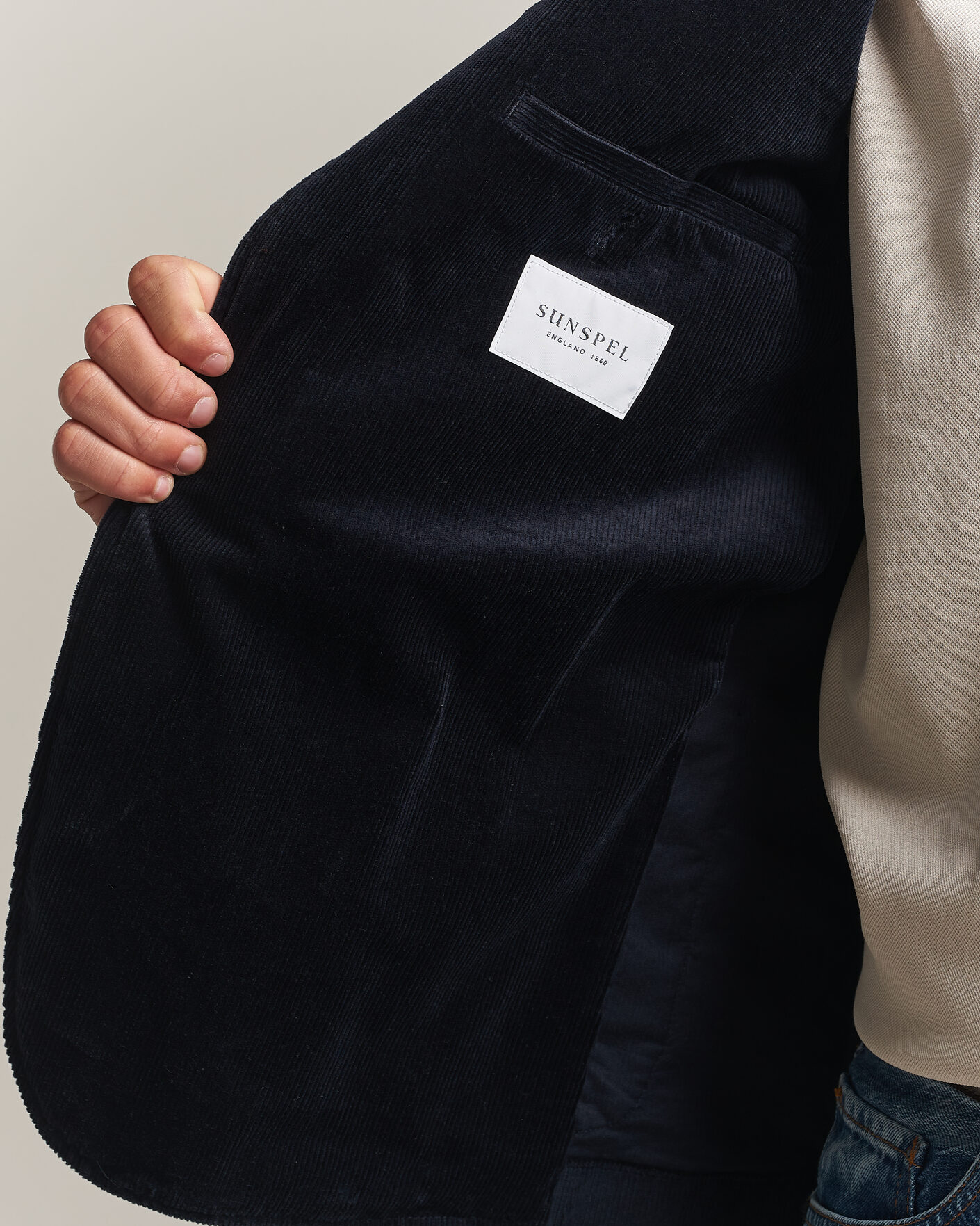 Uomini | Blazers | Sunspel | Relaxed Corduroy Blazer Navy