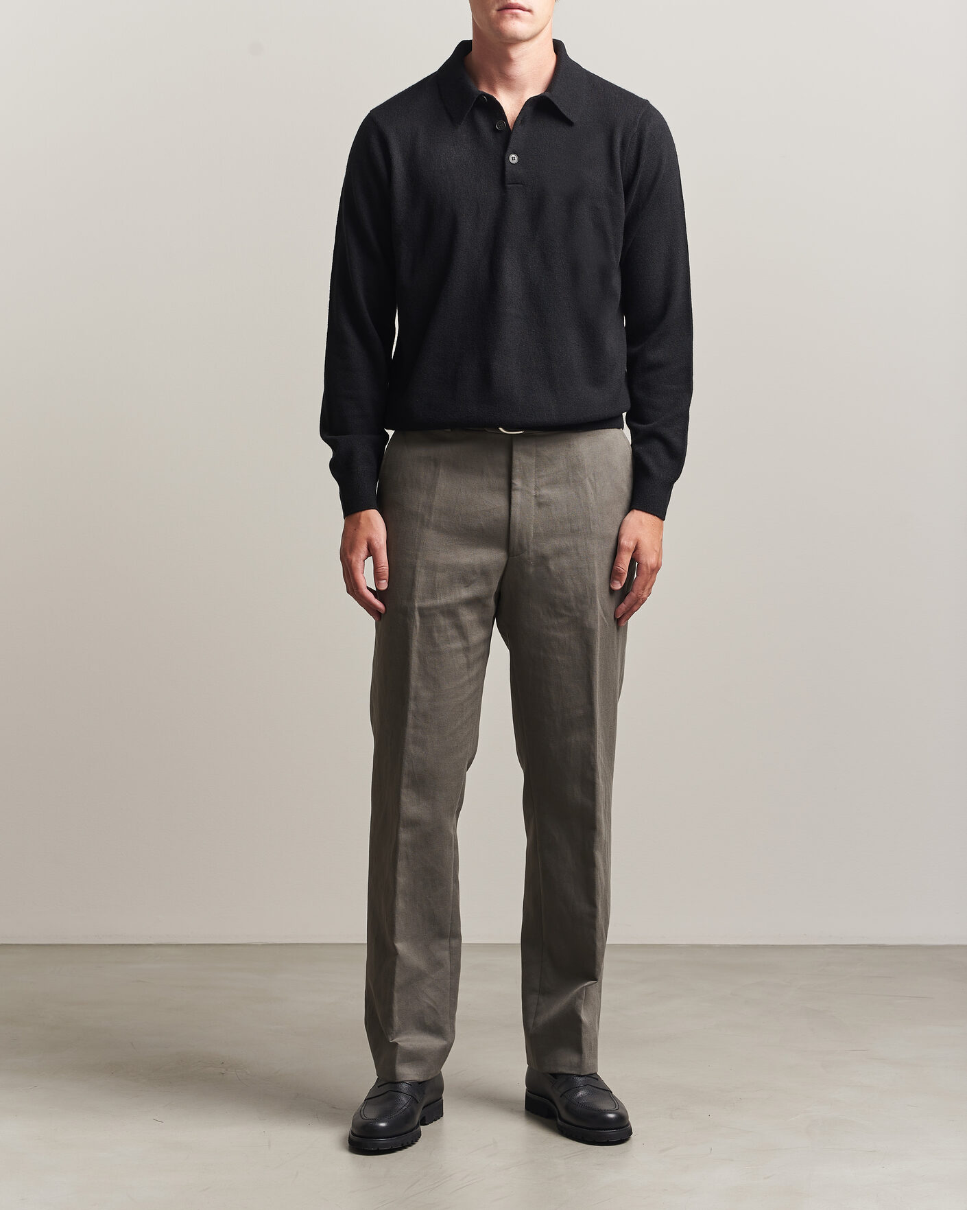 Uomini | Maglieria | Sunspel | Cashmere Polo Black