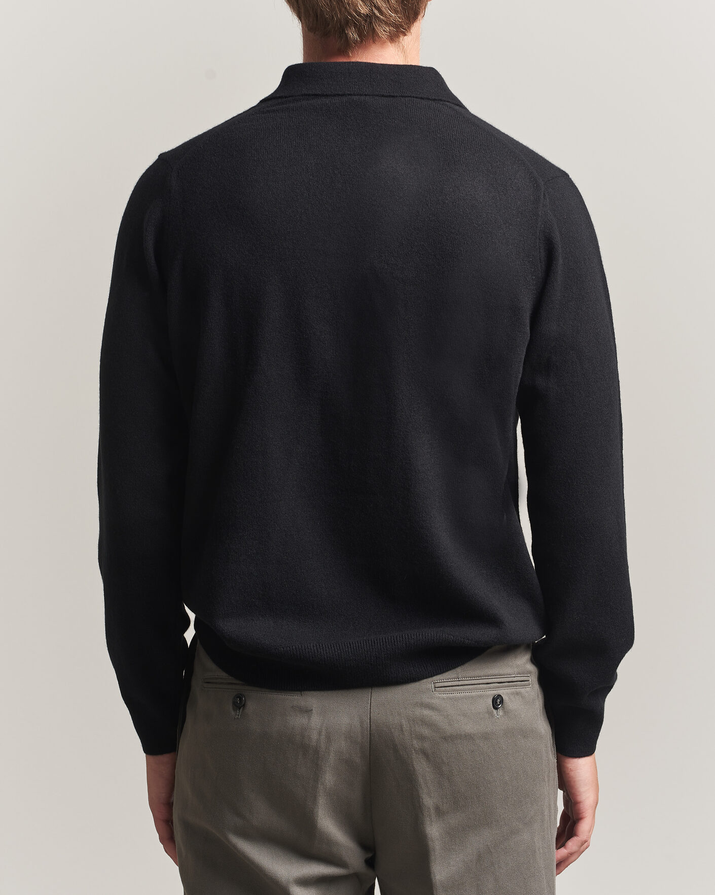 Uomini | Maglieria | Sunspel | Cashmere Polo Black