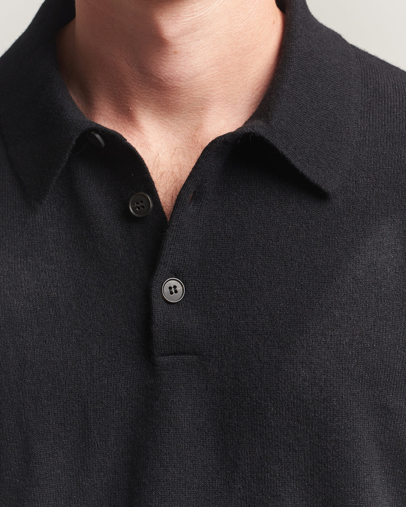 Uomini | Maglieria | Sunspel | Cashmere Polo Black