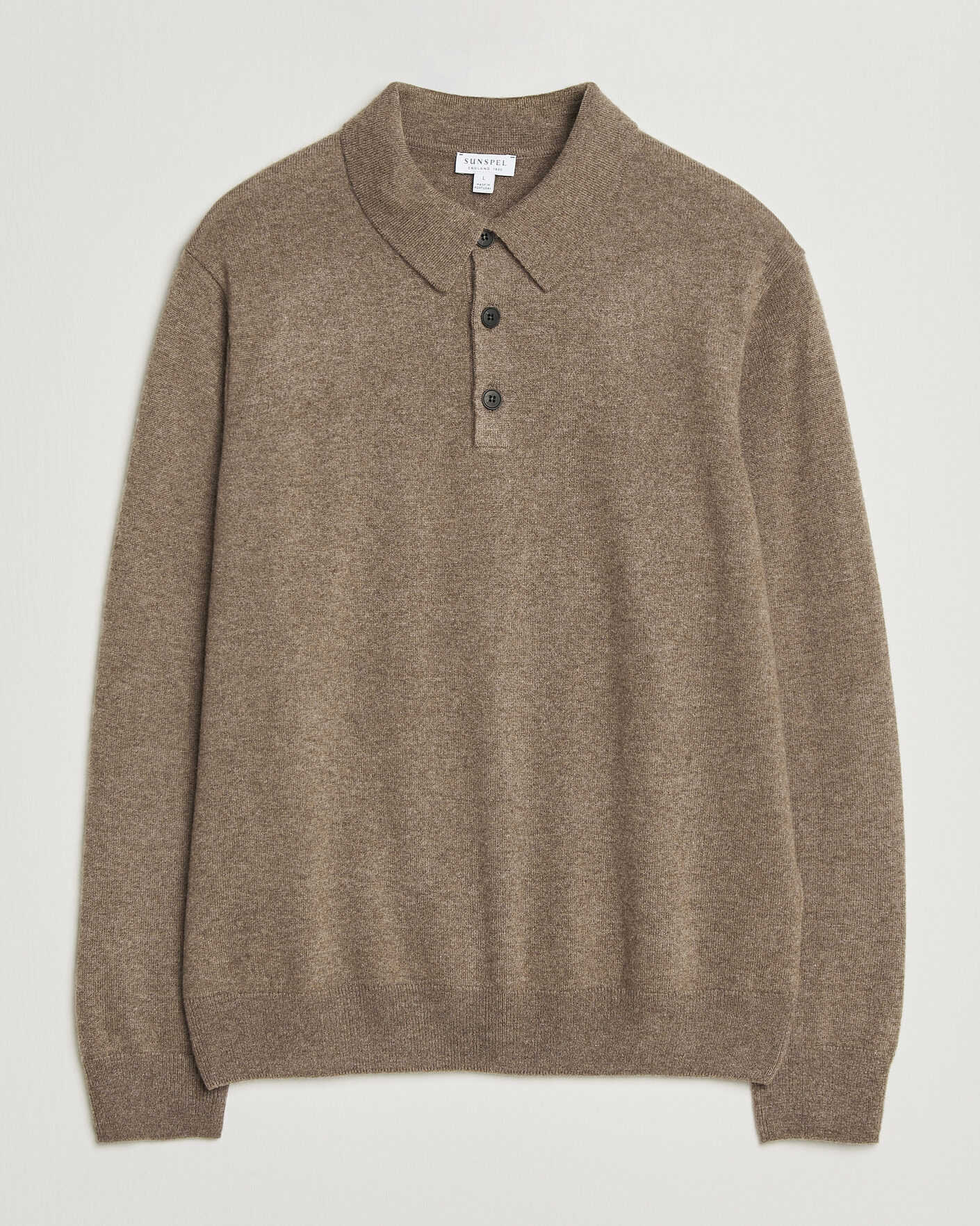 Uomini | Maglieria | Sunspel | Cashmere Polo Taupe