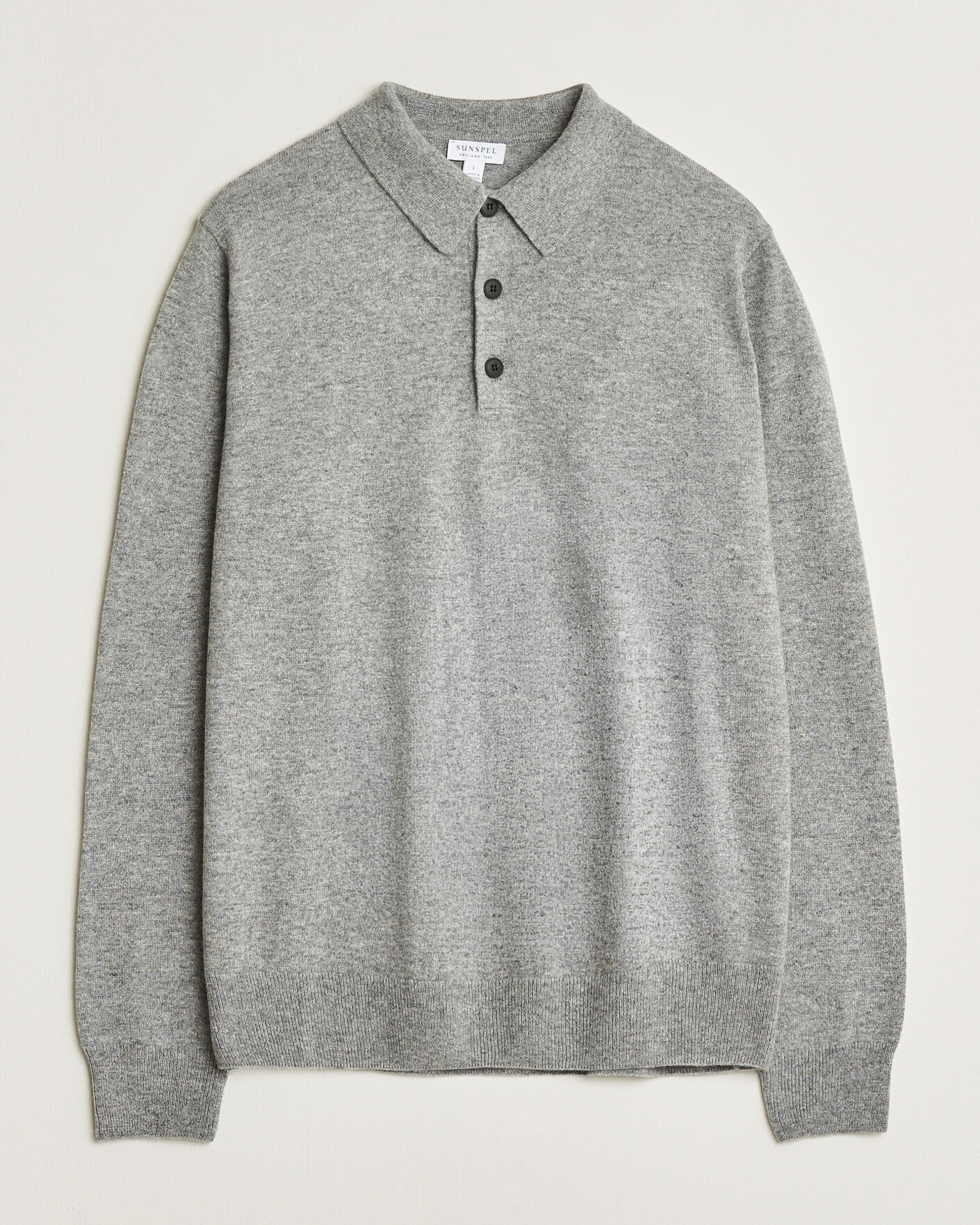 Uomini | Maglieria | Sunspel | Cashmere Polo Grey Melange