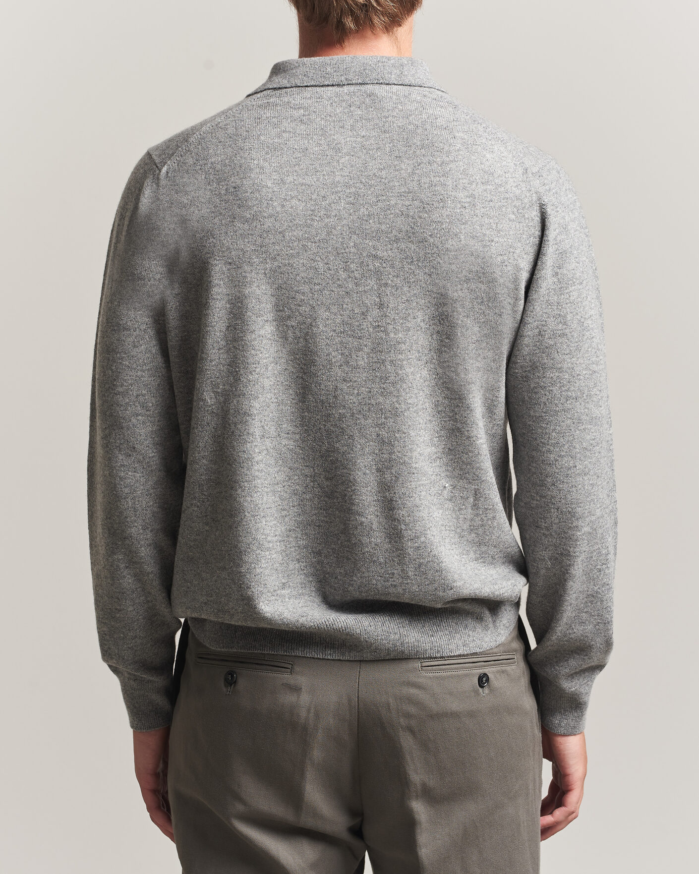 Uomini | Maglieria | Sunspel | Cashmere Polo Grey Melange