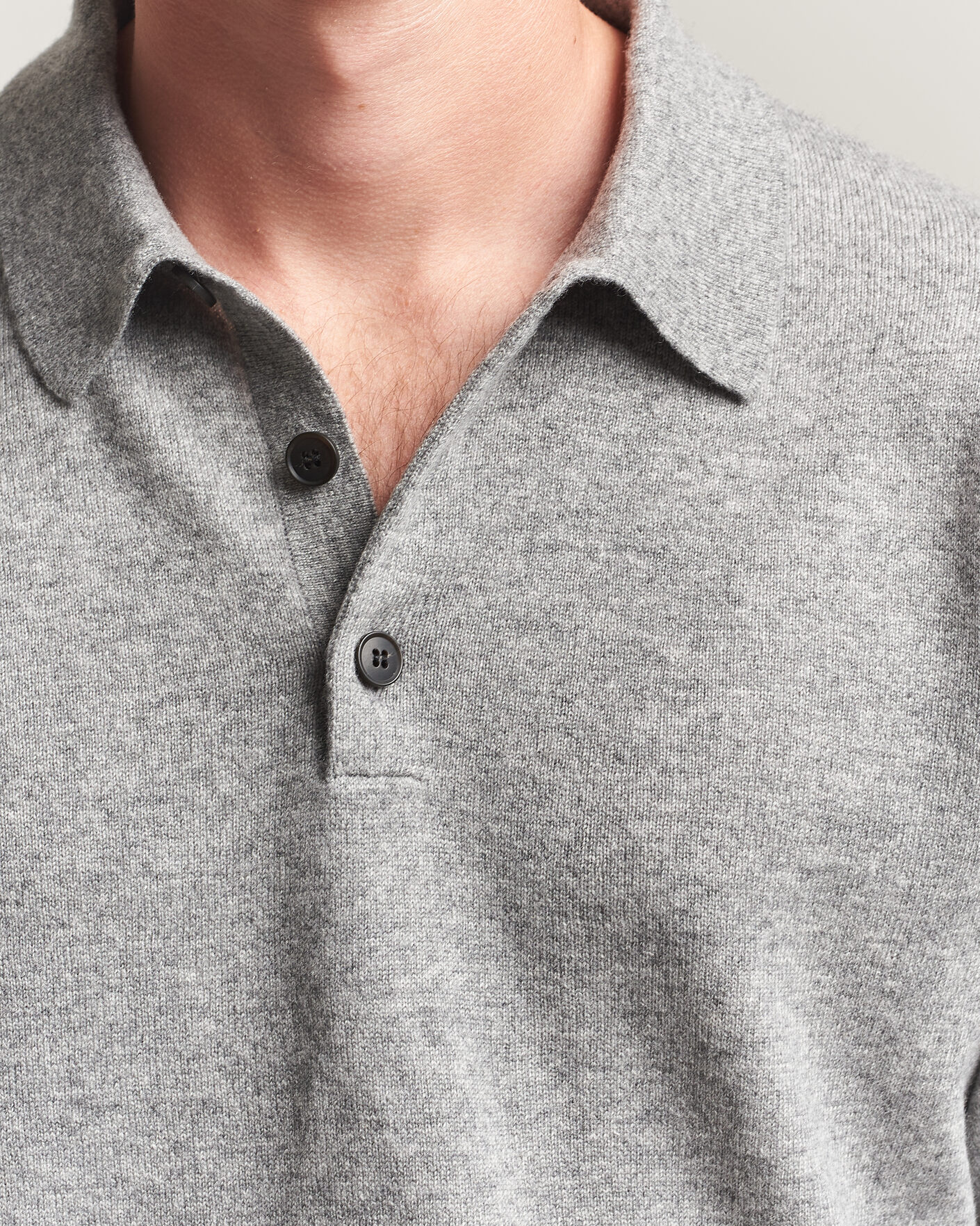 Uomini | Maglieria | Sunspel | Cashmere Polo Grey Melange