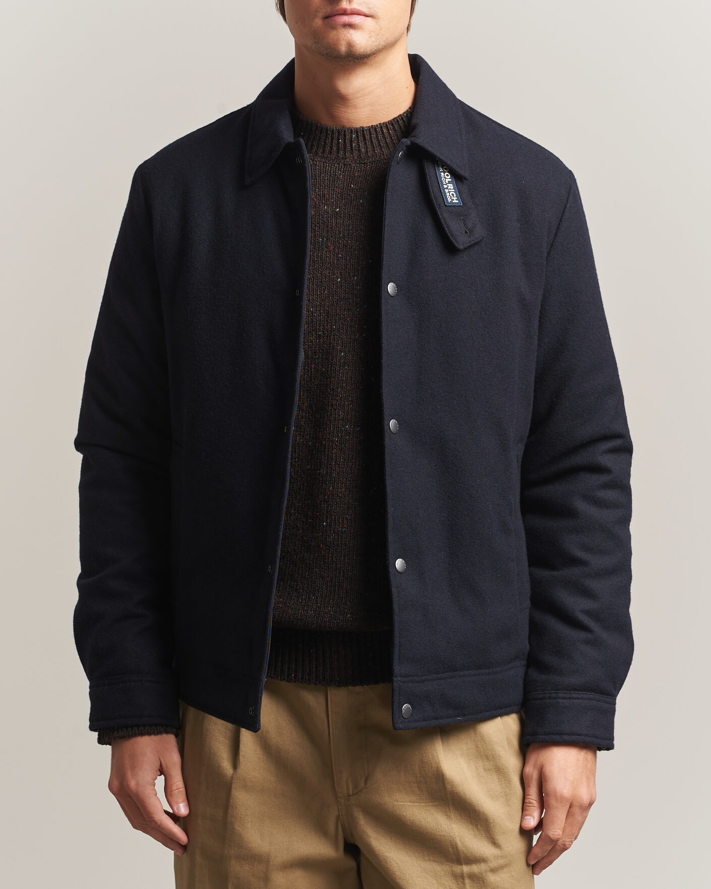 Uomini | Giacche | Woolrich | Wool Light Padded Keating Shirt Jacket Melton Blue