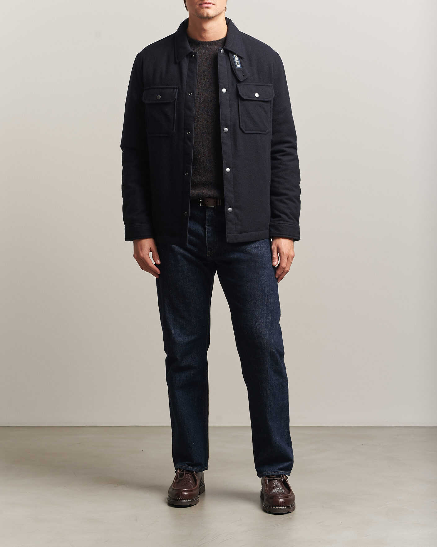 Uomini | Giacche | Woolrich | Alaskan Wool Light Padded Shirt Jacket Melton Blue