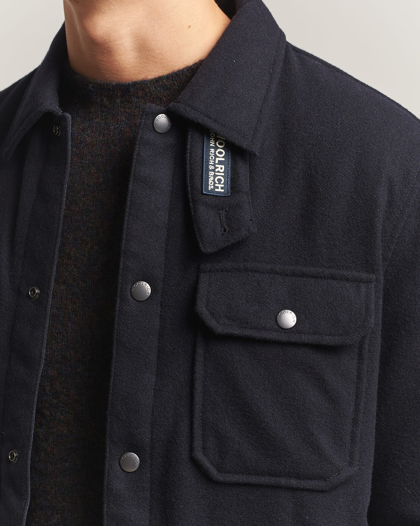Uomini | Giacche | Woolrich | Alaskan Wool Light Padded Shirt Jacket Melton Blue