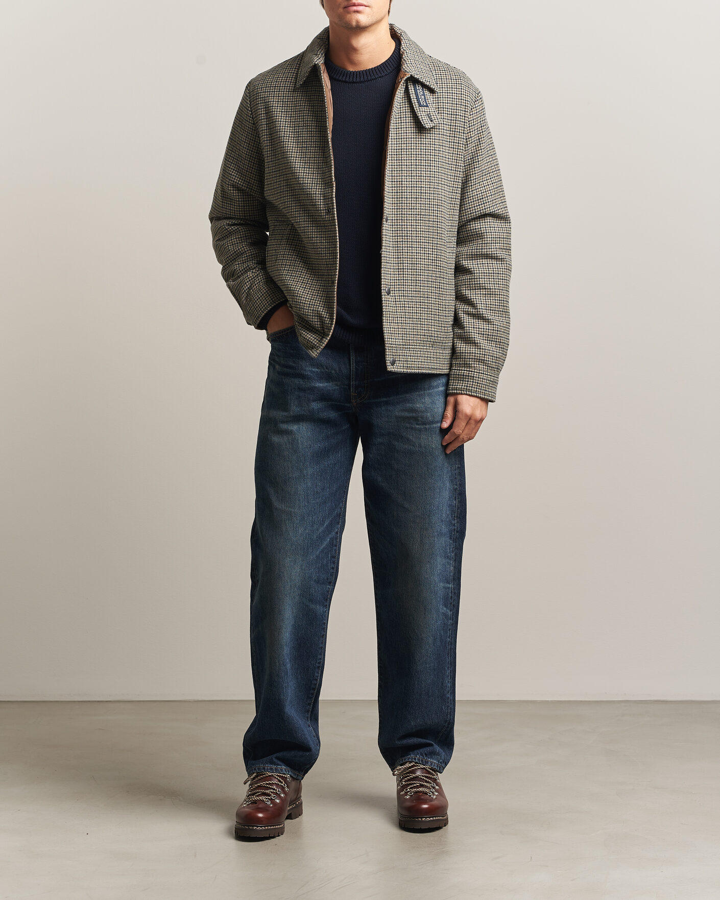 Uomini | Giacche | Woolrich | Wool Check Light Padded Keating Shirt Jacket Brown