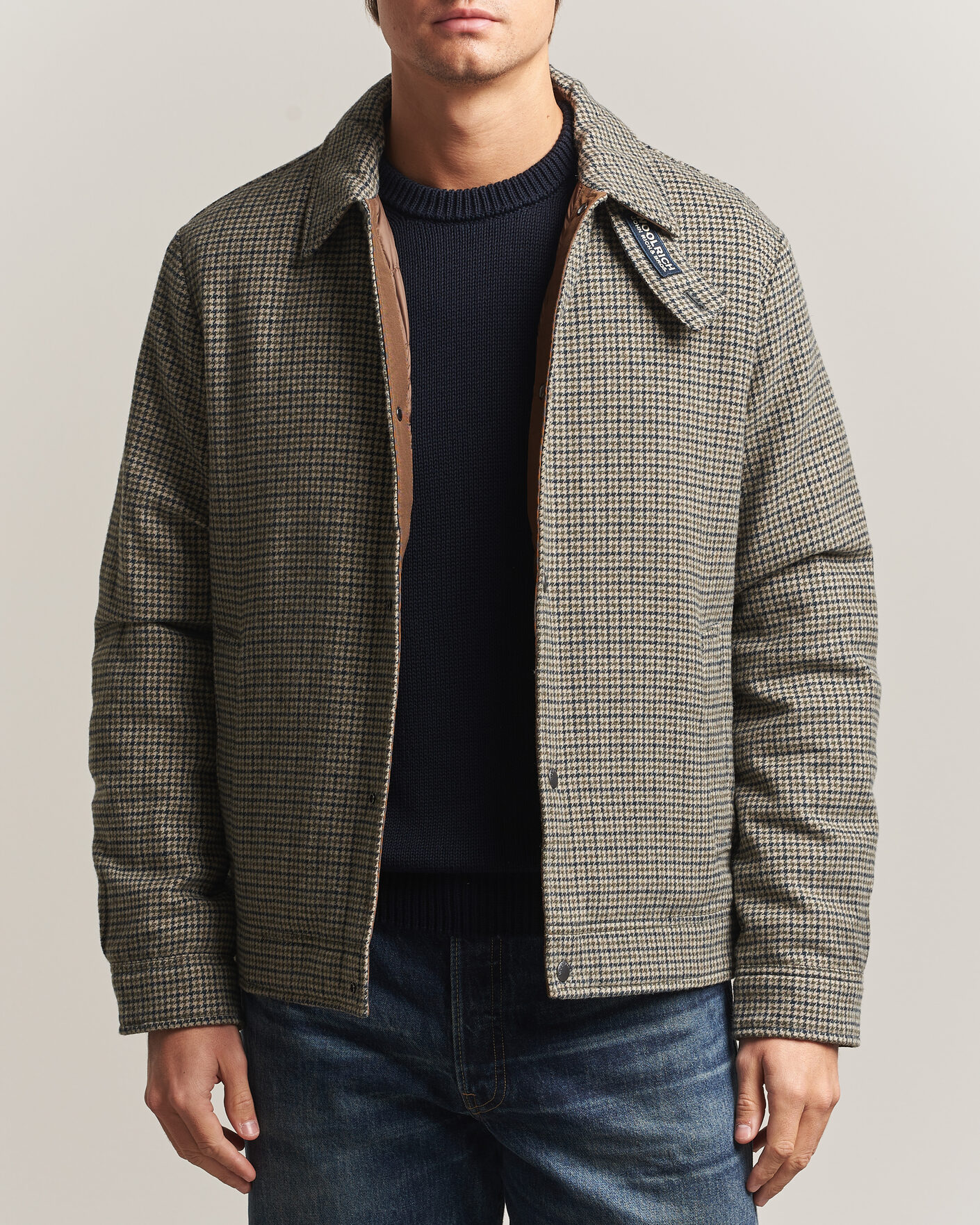 Uomini | Giacche | Woolrich | Wool Check Light Padded Keating Shirt Jacket Brown