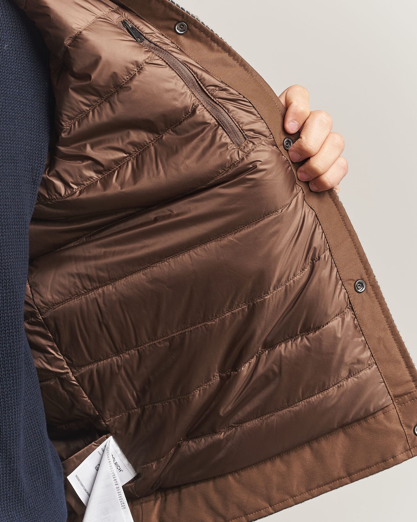 Uomini | Giacche | Woolrich | Wool Check Light Padded Keating Shirt Jacket Brown