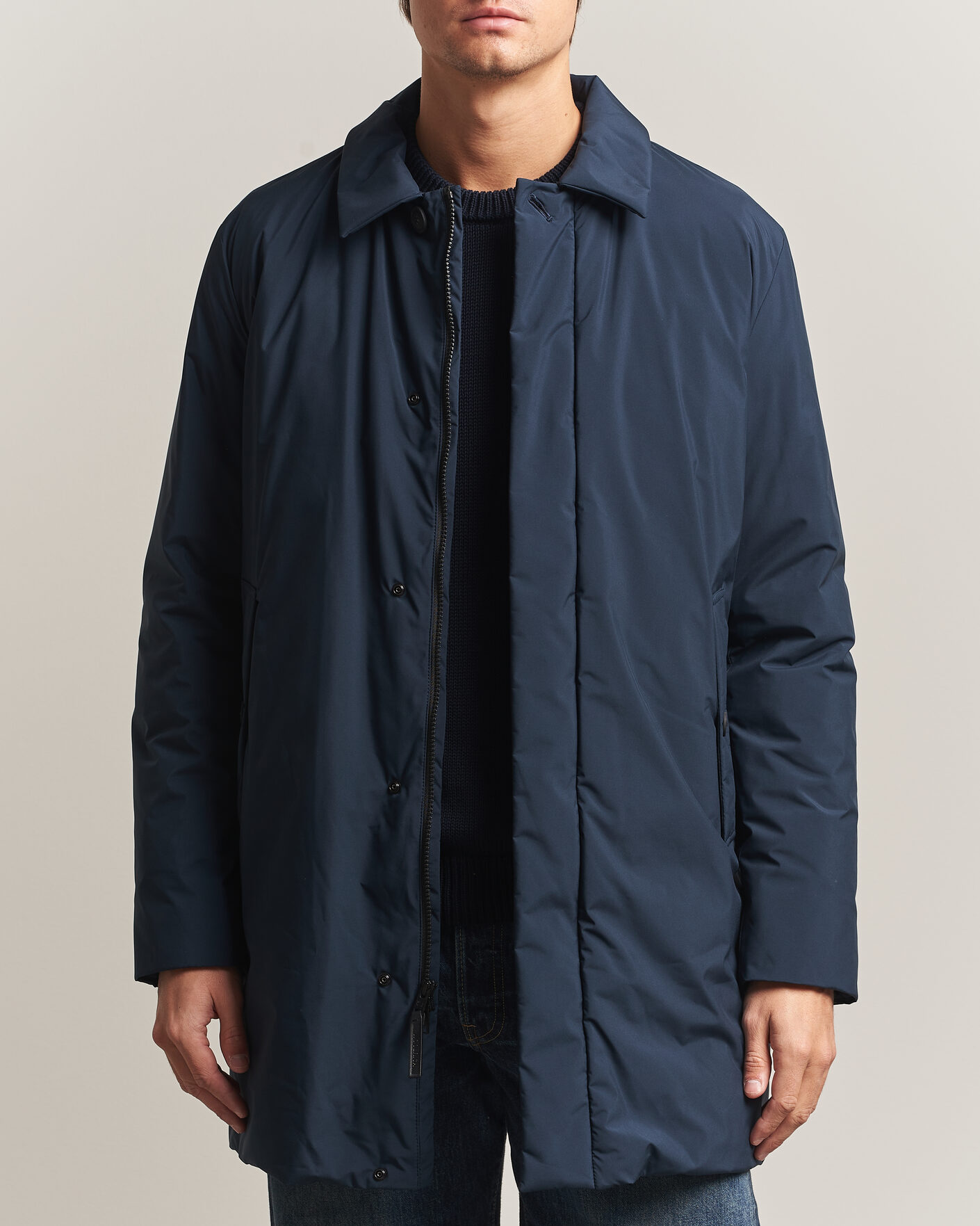 Uomini | Giacche | Woolrich | Cloud Lamar Light Padded Coat Melton Blue