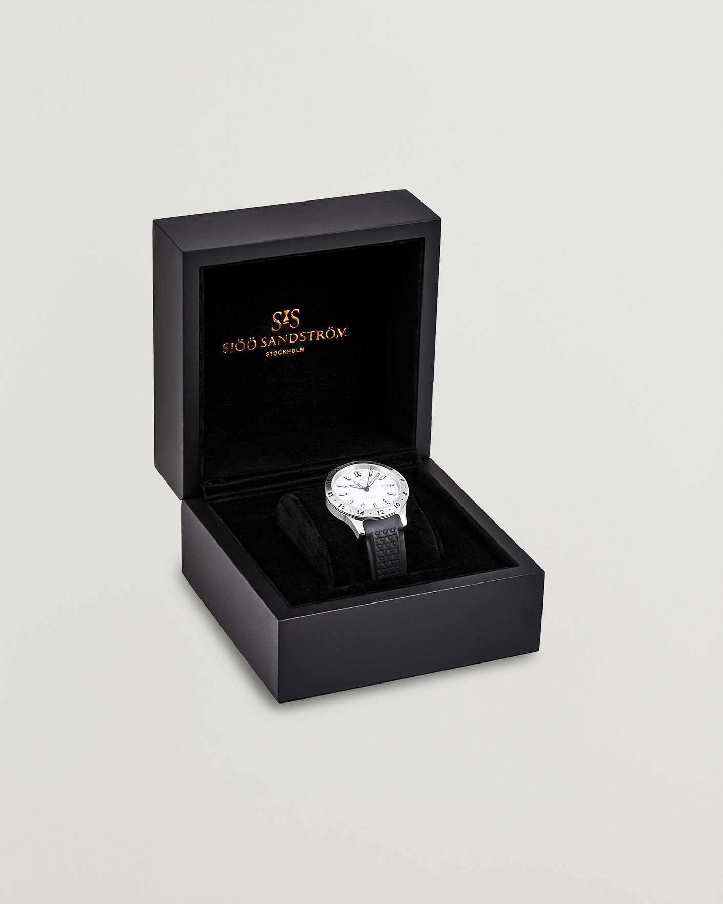 Uomini | Sjöö Sandström Royal Steel Worldtimer 41mm Black Rubber White Dial | Sjöö Sandström | Royal Steel Worldtimer 41mm Black Rubber White Dial