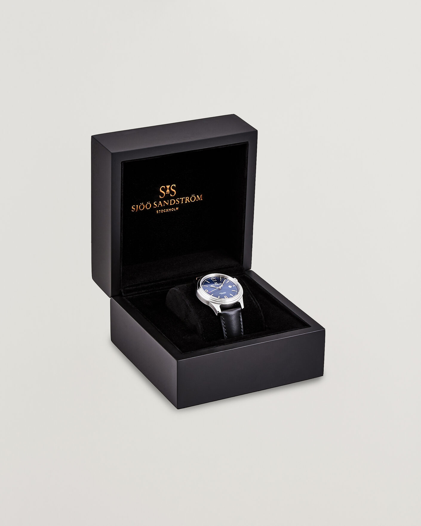 Uomini | Sjöö Sandström Royal Steel 41mm Black Calf Blue Dial | Sjöö Sandström | Royal Steel 41mm Black Calf Blue Dial