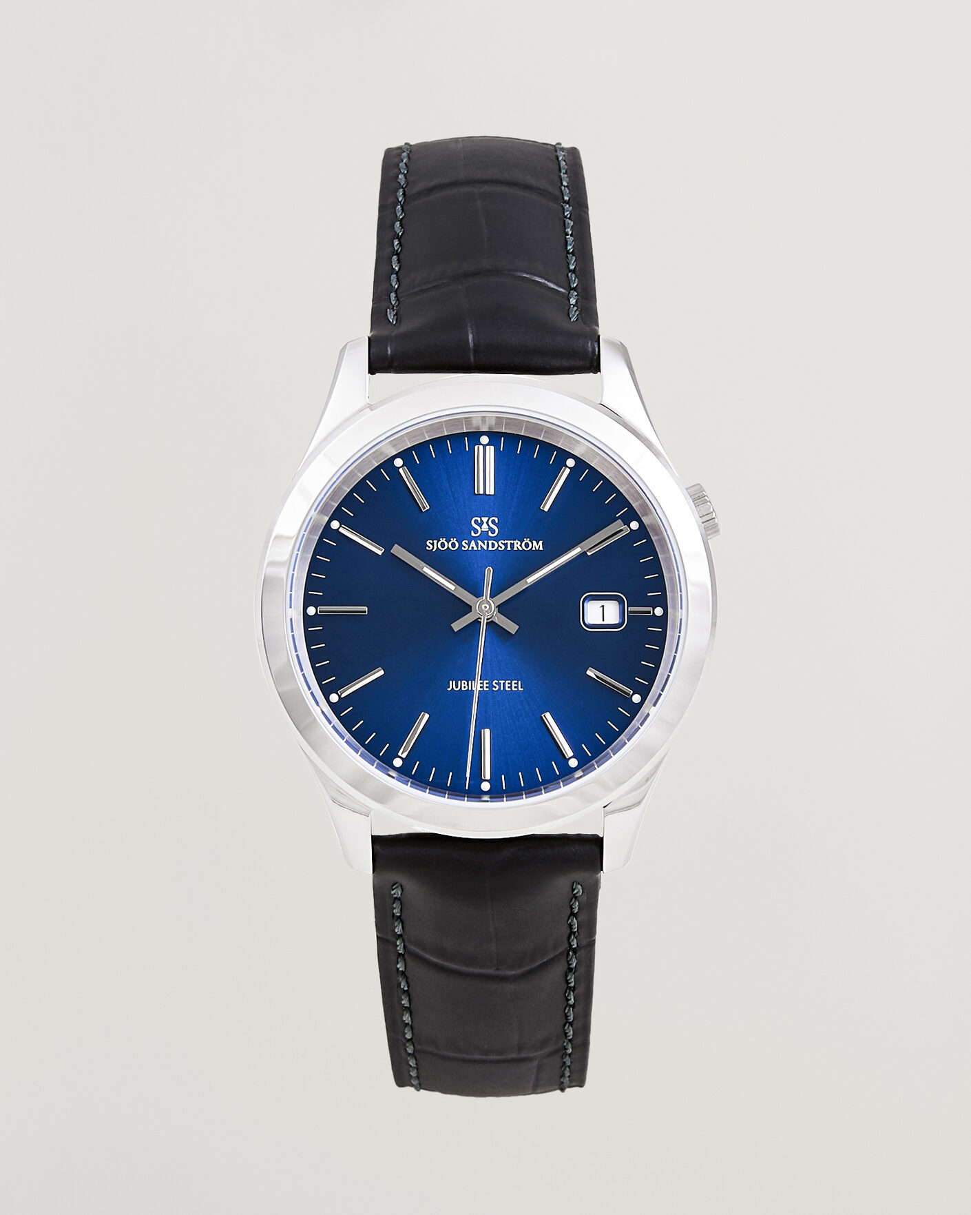 Uomini | Sjöö Sandström Jubilee Steel Quartz 40mm Black Calf Blue Dial | Sjöö Sandström | Jubilee Steel Quartz 40mm Black Calf Blue Dial