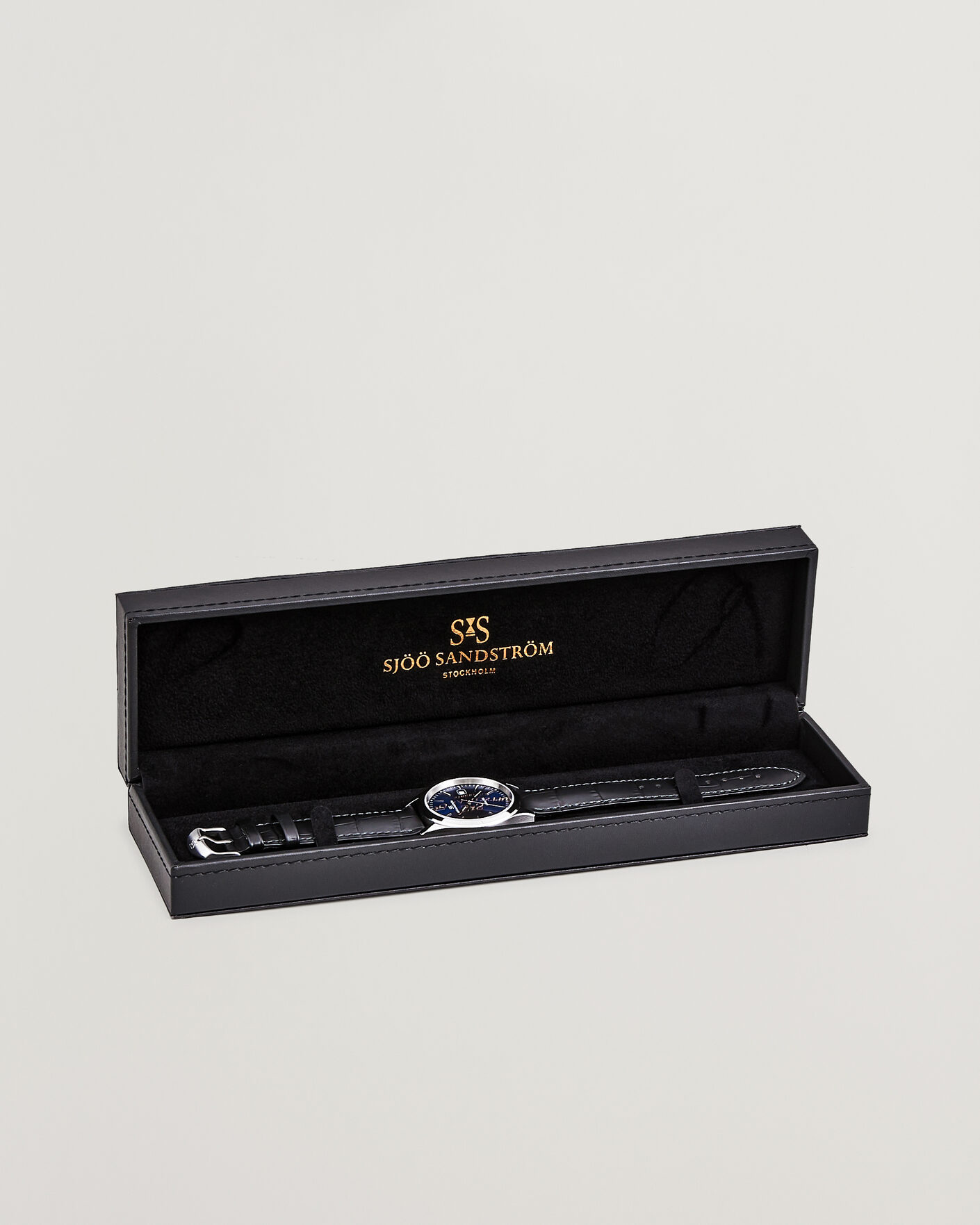 Uomini | Sjöö Sandström Jubilee Steel Quartz 40mm Black Calf Blue Dial | Sjöö Sandström | Jubilee Steel Quartz 40mm Black Calf Blue Dial