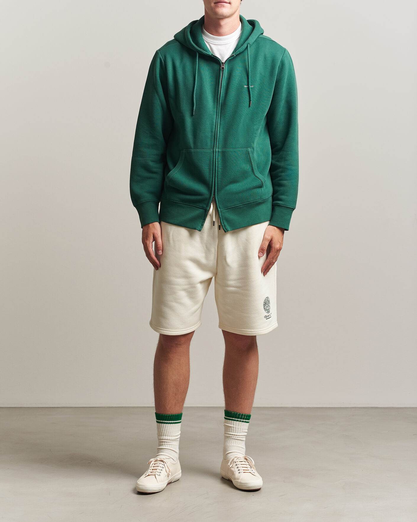 Uomini | Maglieria | Gant | Tournament Full Zip Hoodie Green