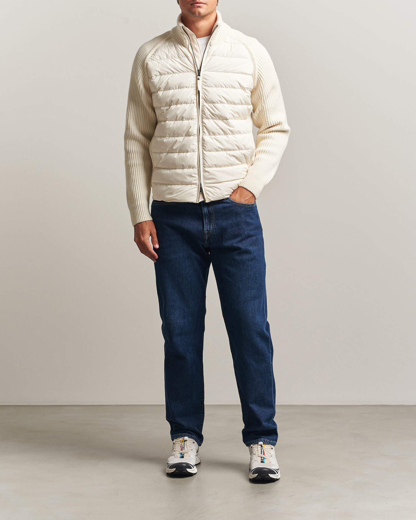 Uomini | Giacche | Parajumpers | Olmo Rib Knitted Hybrid Jacket Warm Ivory