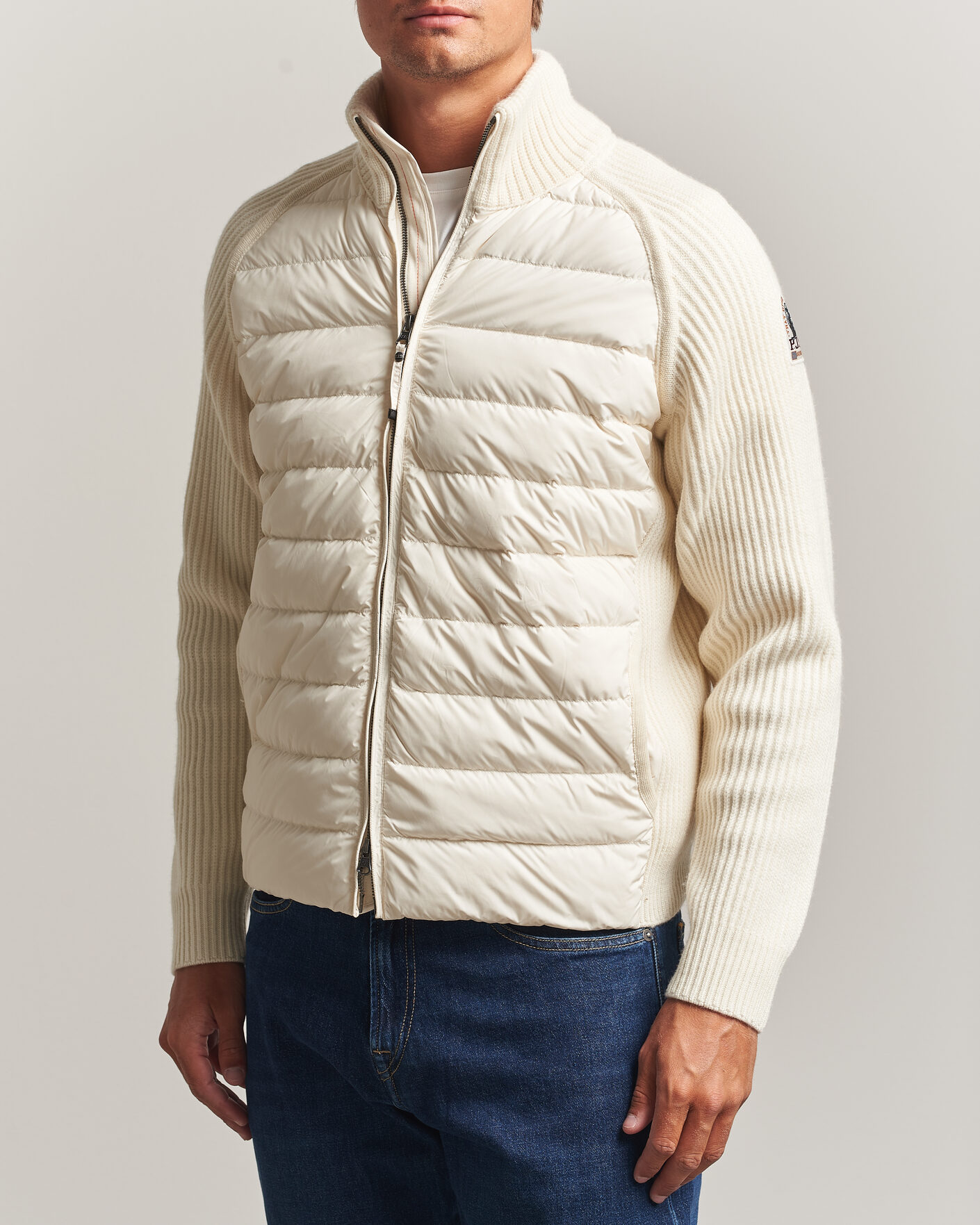 Uomini | Giacche | Parajumpers | Olmo Rib Knitted Hybrid Jacket Warm Ivory