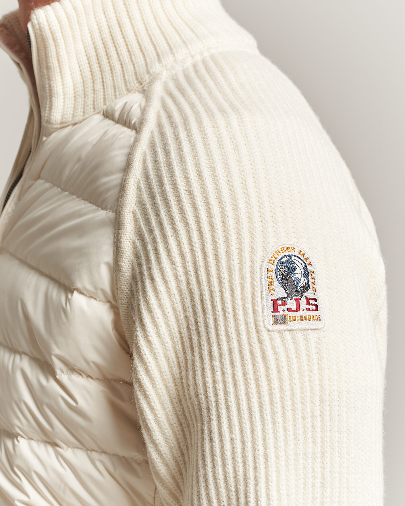 Uomini | Giacche | Parajumpers | Olmo Rib Knitted Hybrid Jacket Warm Ivory