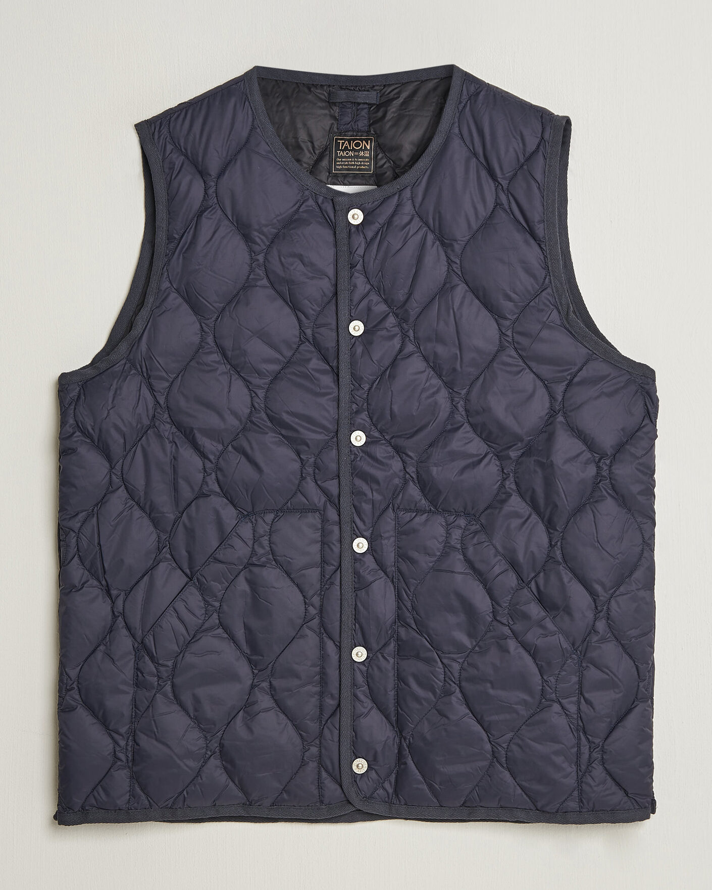 Uomini | Gilet | TAION | Military Crew Neck Down Vest Dark Navy