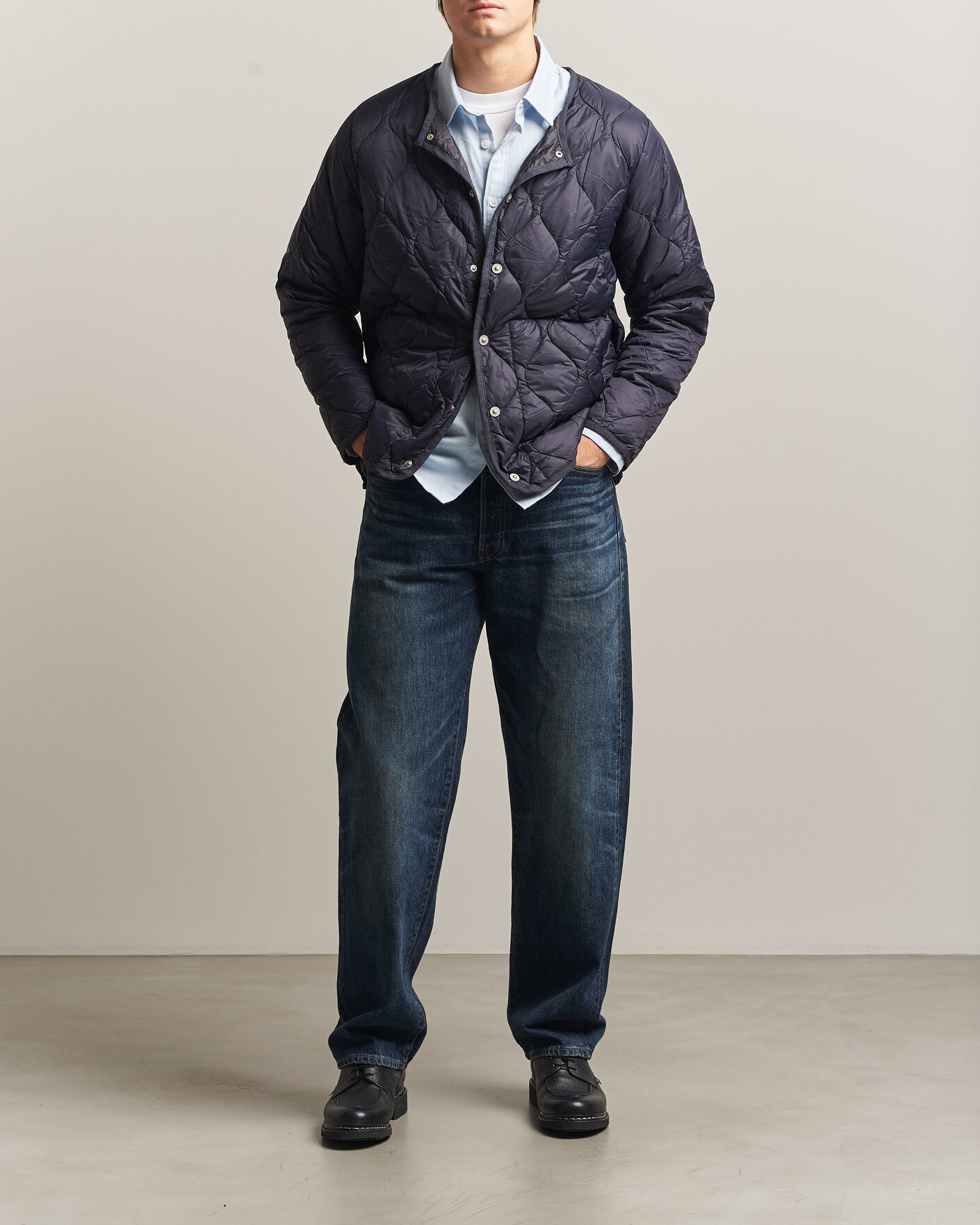 Uomini | Giacche | TAION | Military Crew Neck Down Jacket Dark Navy